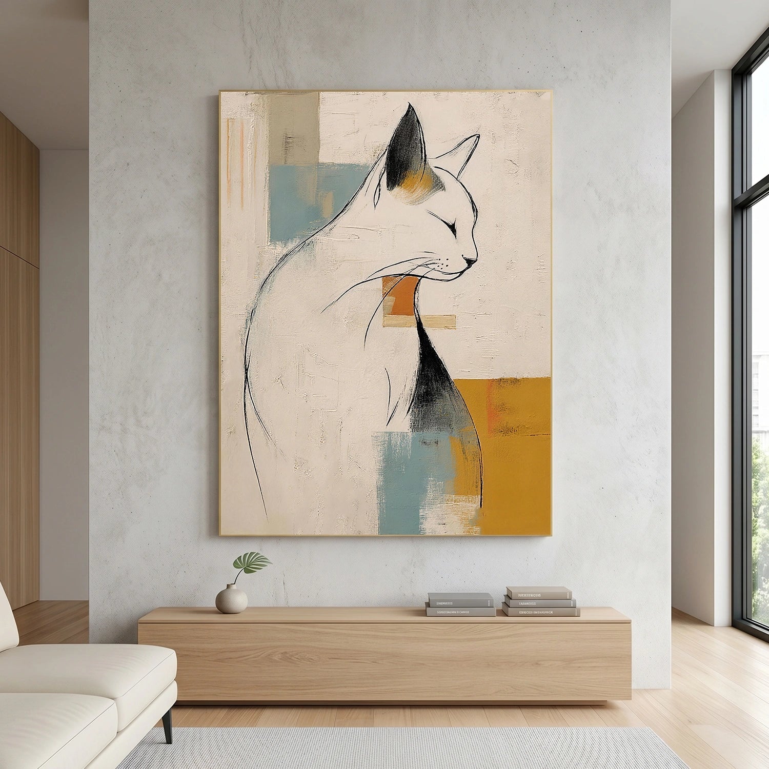 Abstract Animal Art Cat Wall Art #AT089