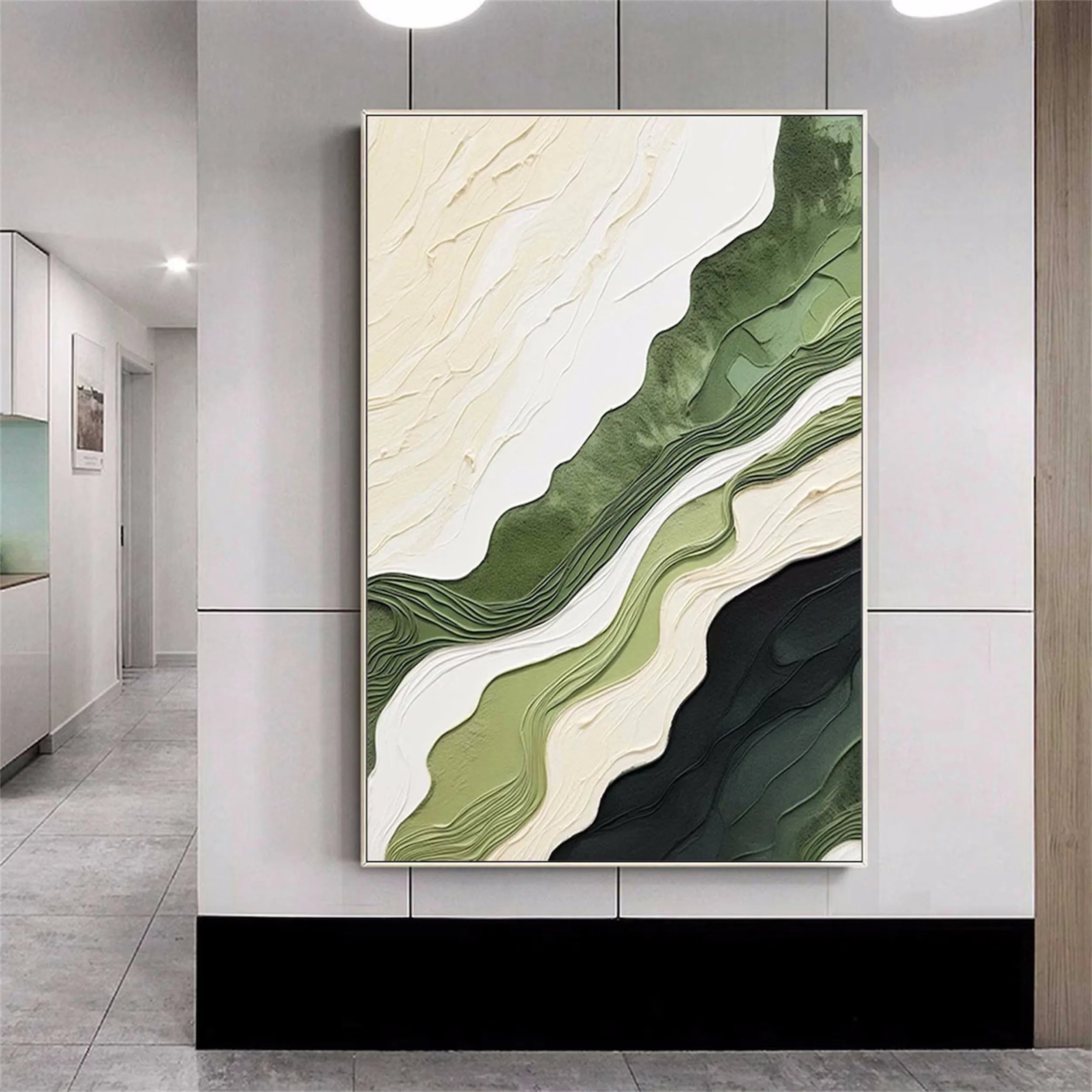 Green Textured Minimalist Wall Art #GT021