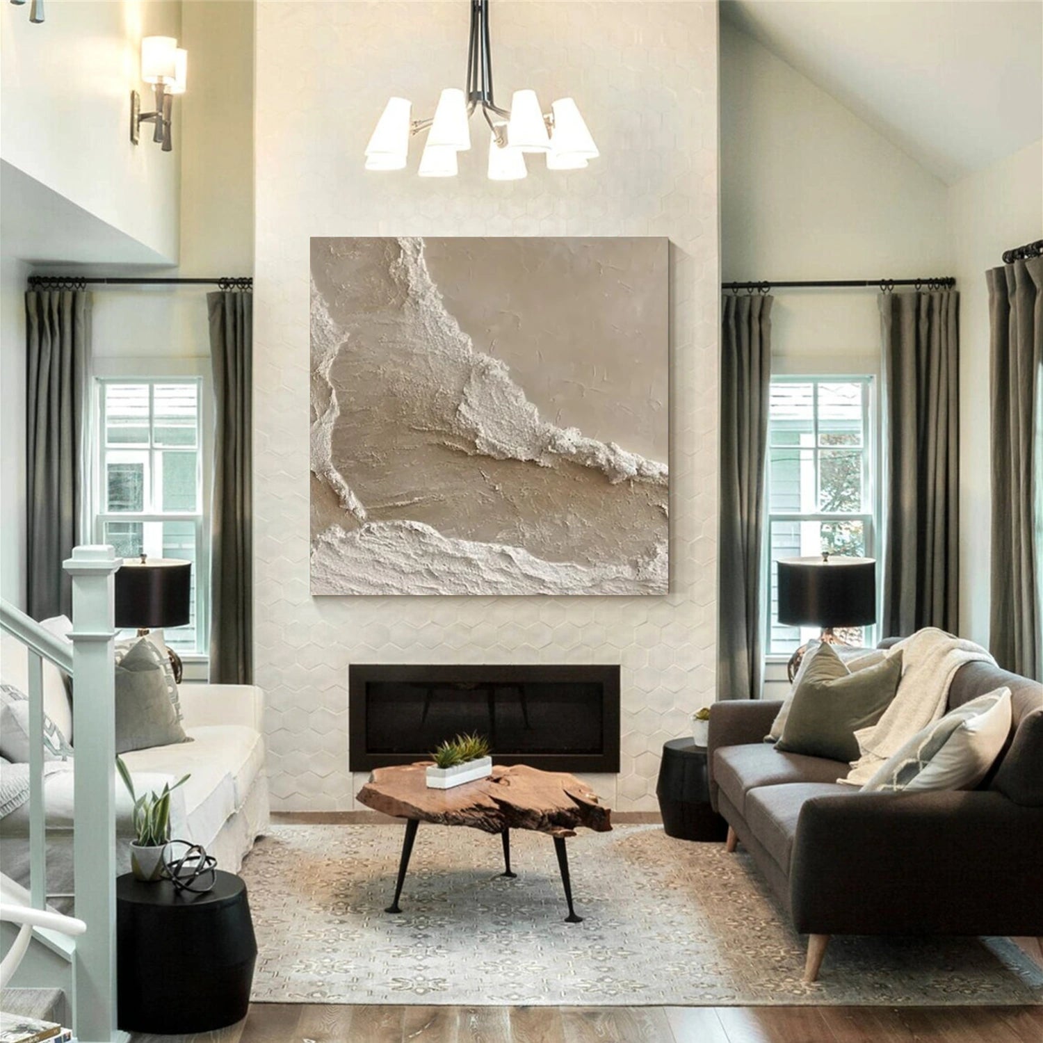 Sky And Ocean Abstract Textured Wall Art #SO283