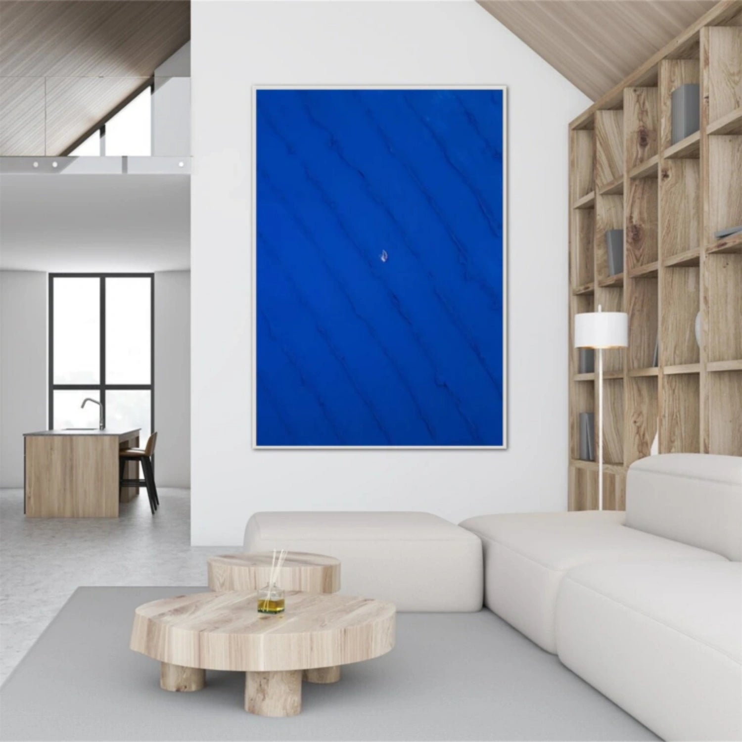 Blue Sky And Ocean Abstract Textured Wall Art #SO271