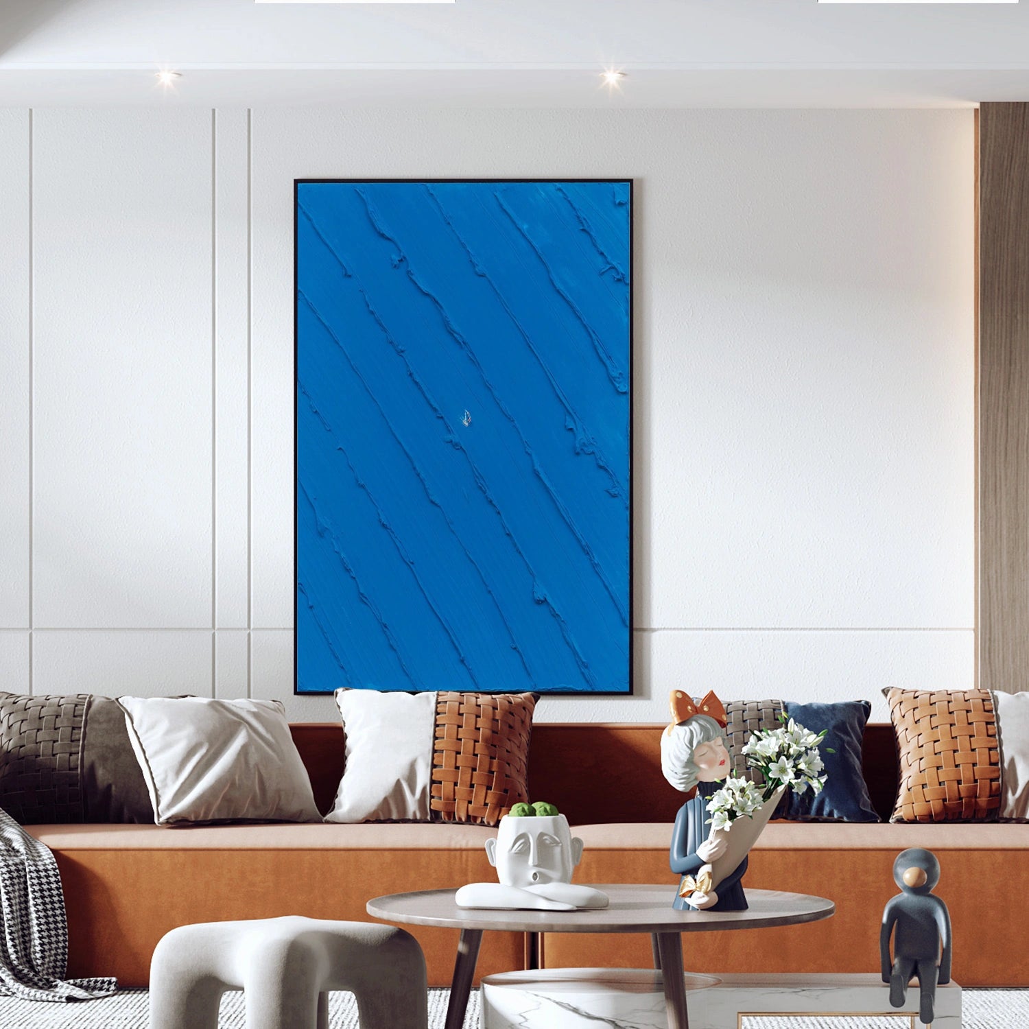 Blue Sky And Ocean Abstract Textured Wall Art #SO272