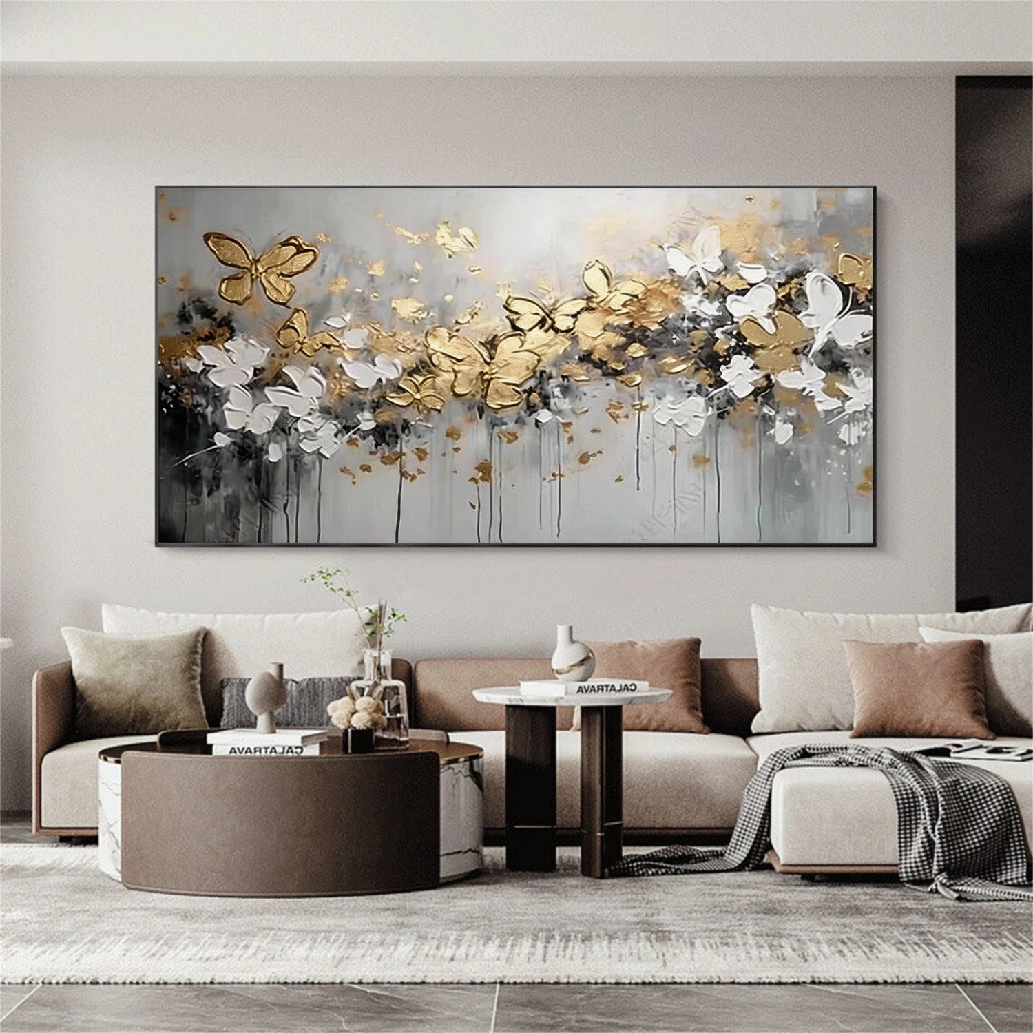 Tree And Flower Abstract Textured Wall Art #TF213