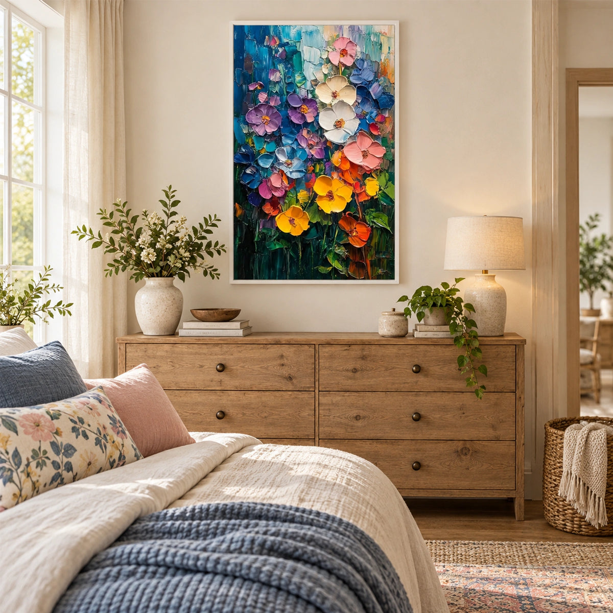 Tree And Flower Abstract Textured Wall Art #TF221