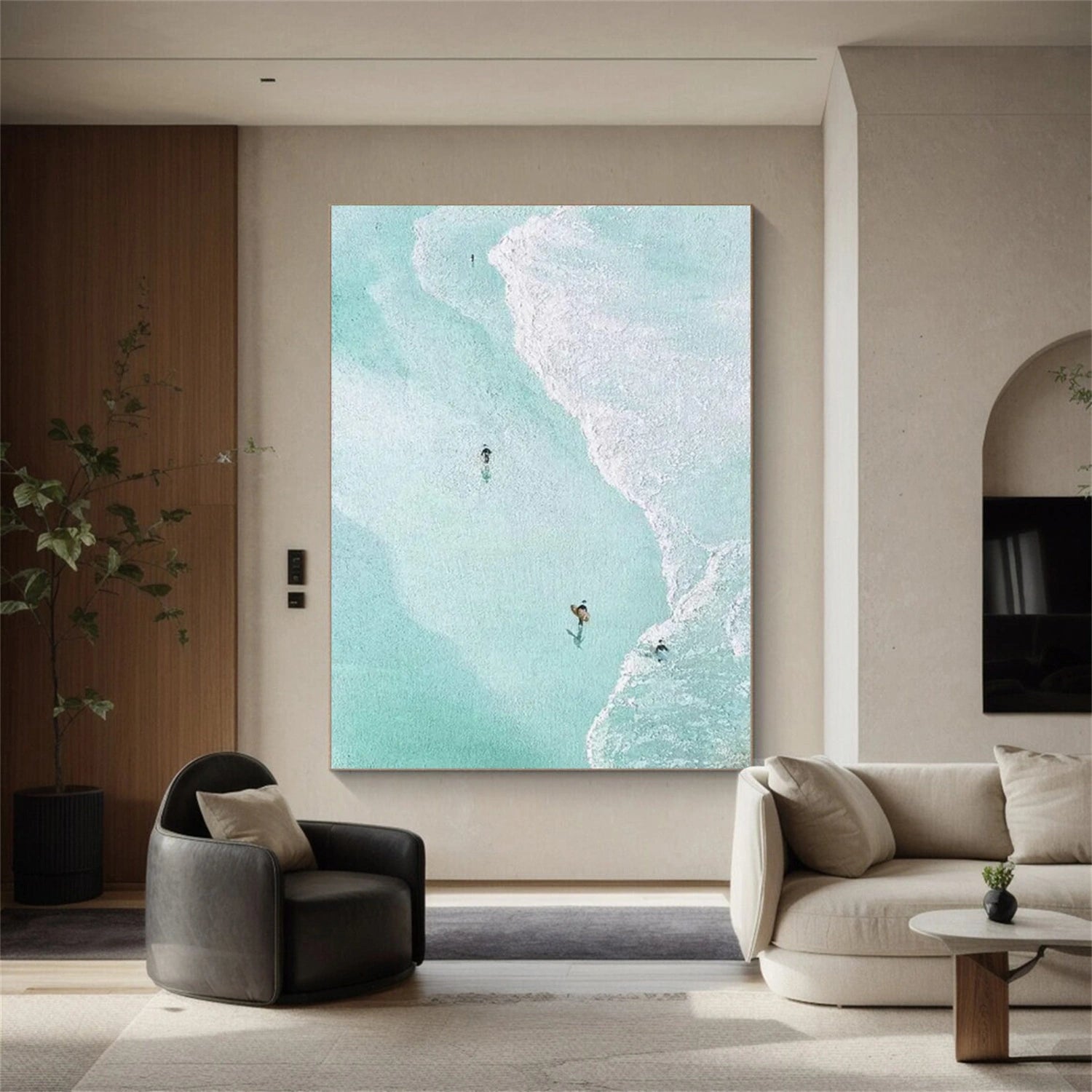 Sky And Ocean Abstract Textured Wall Art #SO295