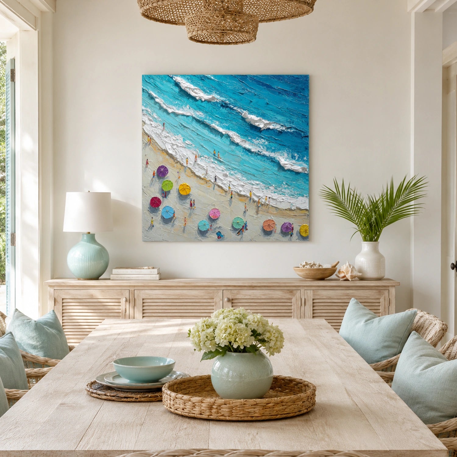 Sky And Ocean Abstract Textured Wall Art #SO421