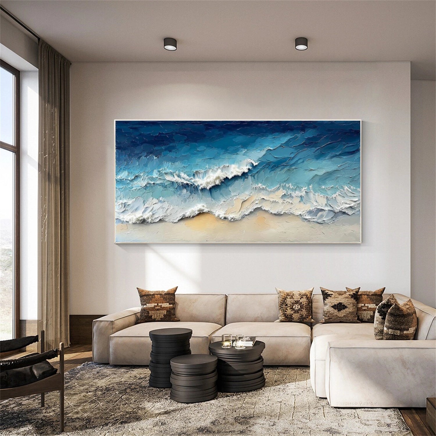 Sky And Ocean Abstract Textured Wall Art #SO376
