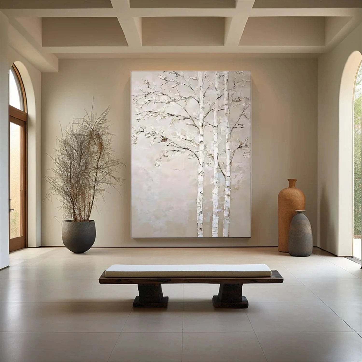 Tree And Flower Abstract Textured Wall Art #TF172