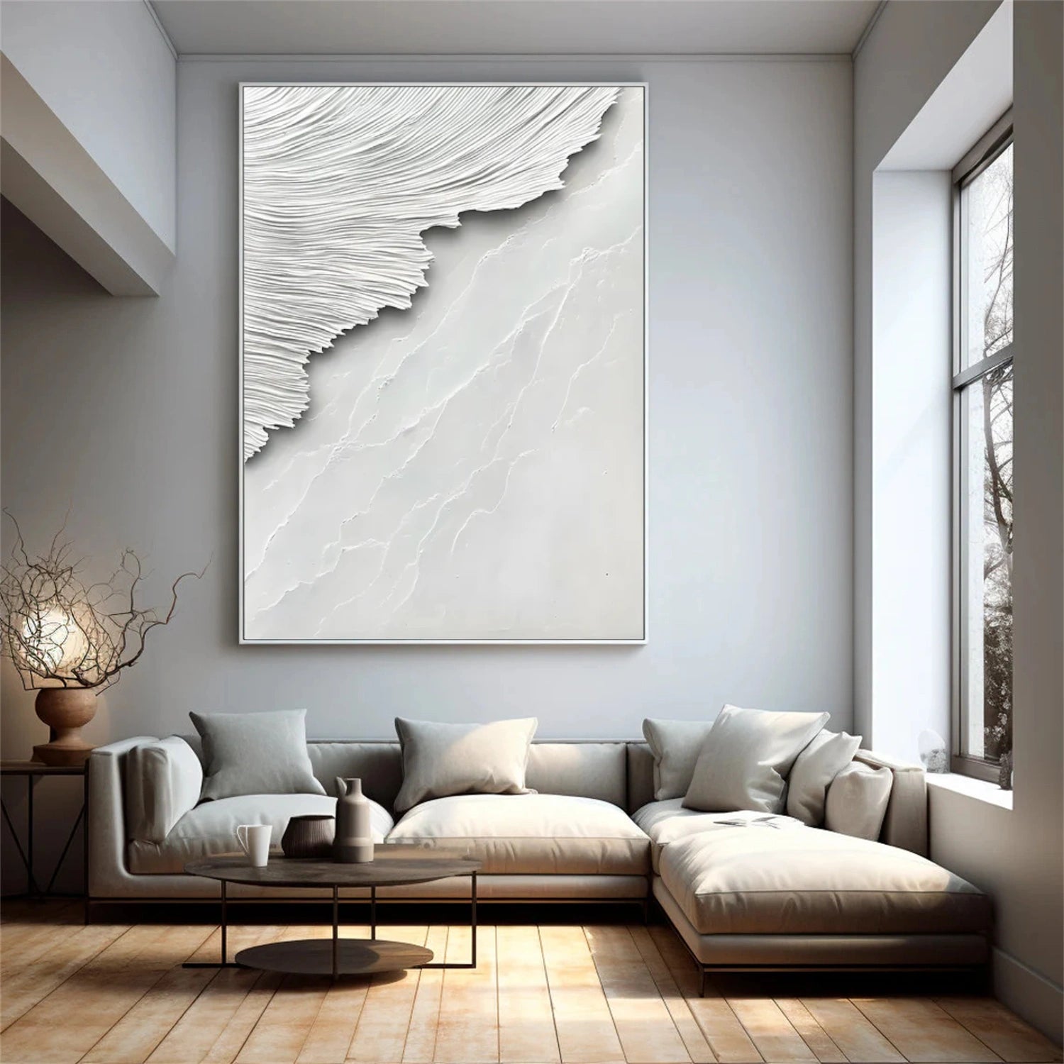 White Textured Minimalist Wall Art #WT196