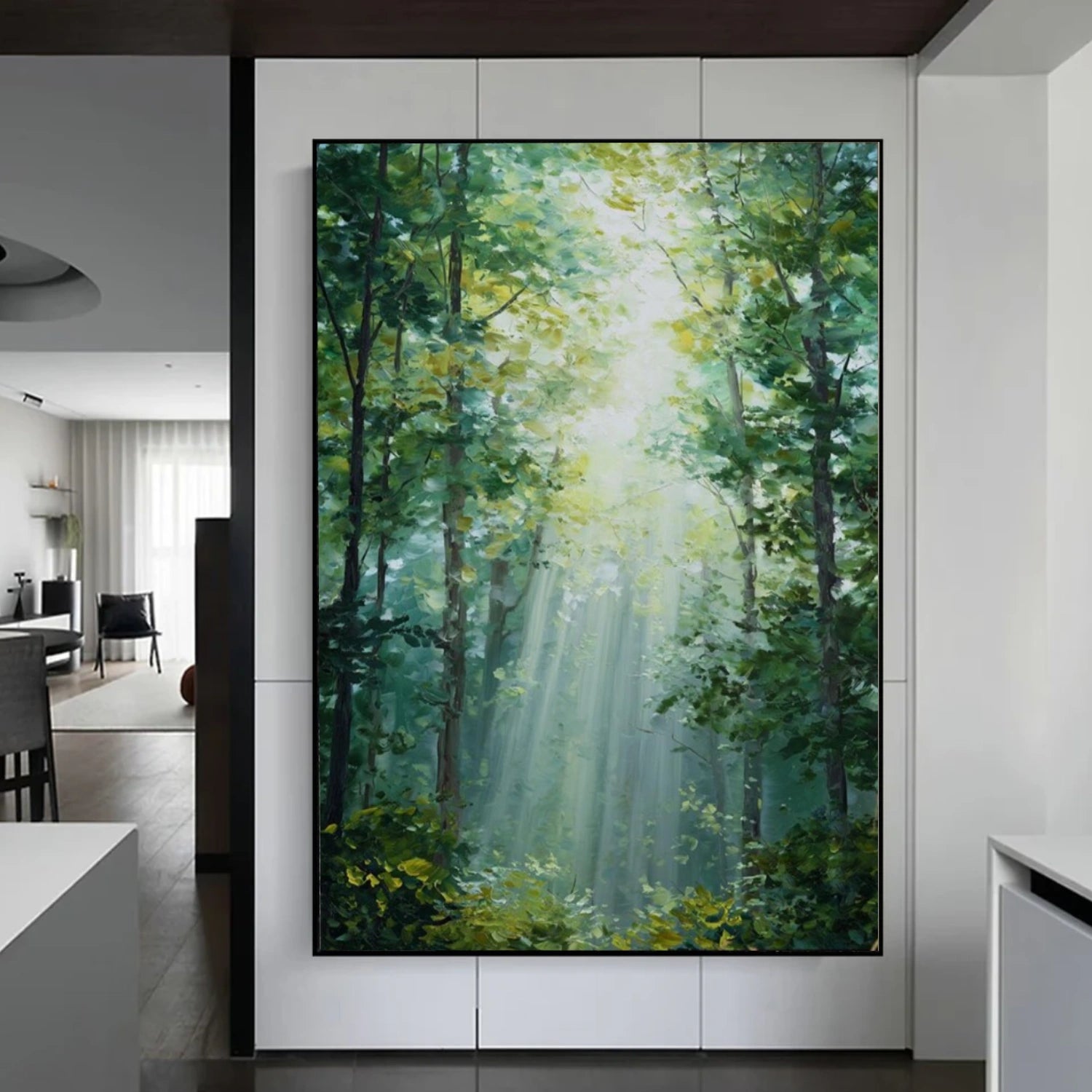 Green Tree And Flower Abstract Wall Art #TF136