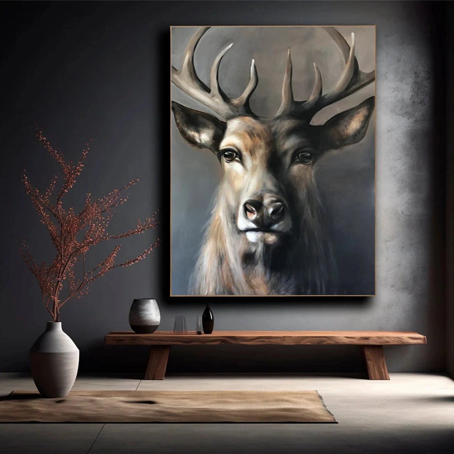 Abstract Animal Art Red Deer Wall Art #AT052