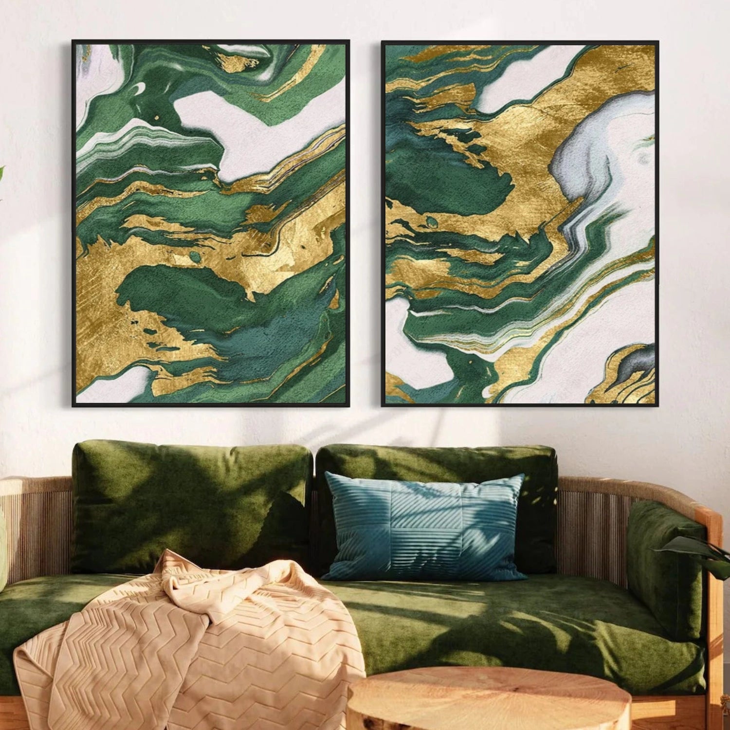 Green Abstract Wall Art Set of 2 #AW175