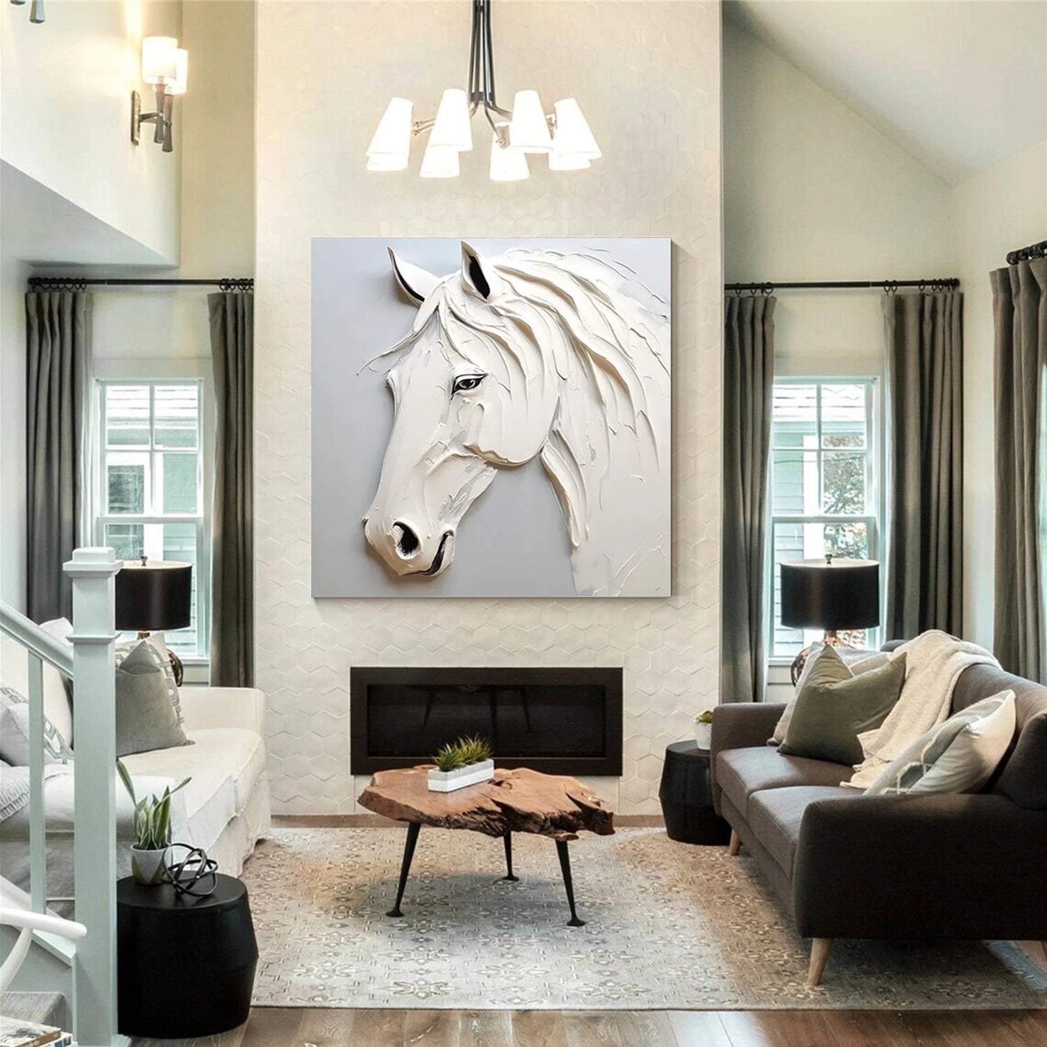 Abstract Animal Art Horse Textured Wall Art #AT030