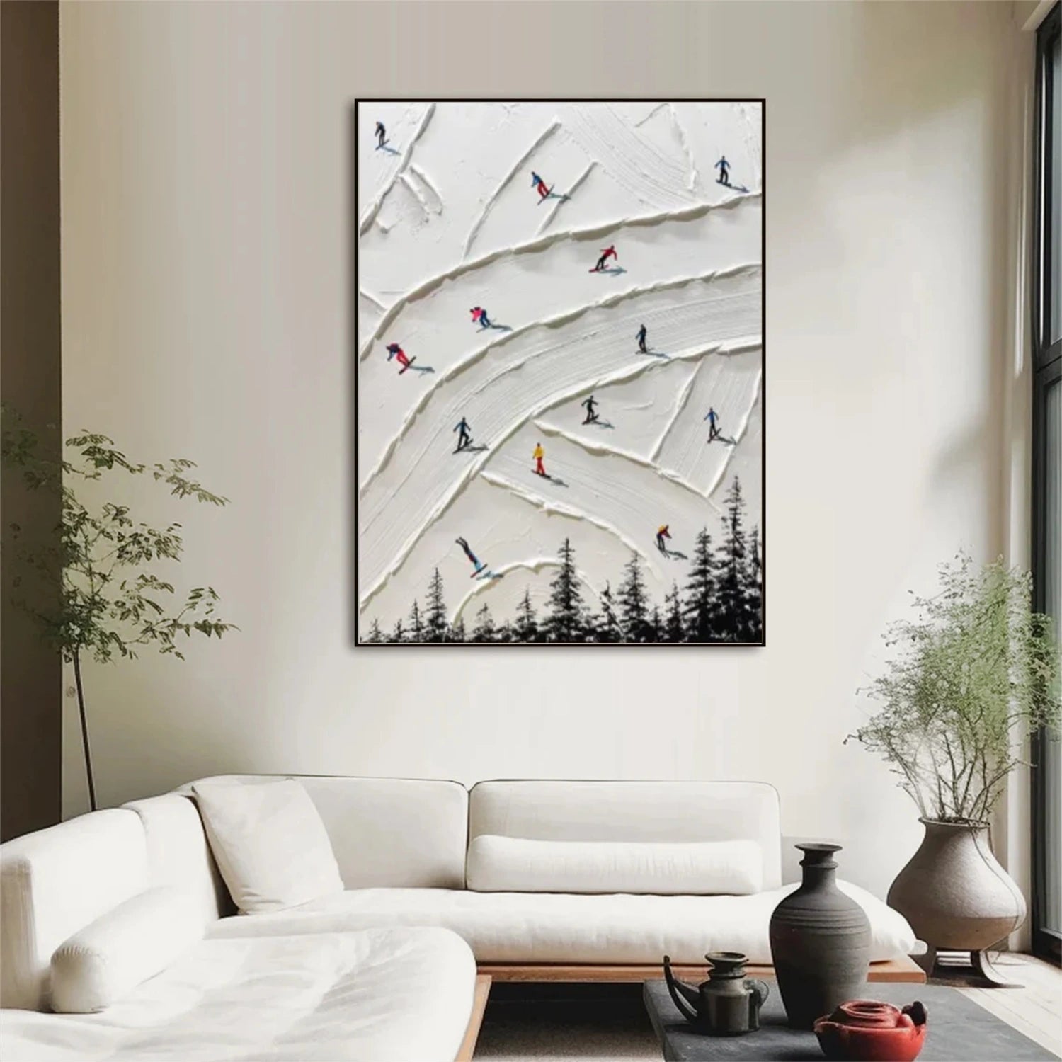 Skiing Sport Textured Wall Art #BA036