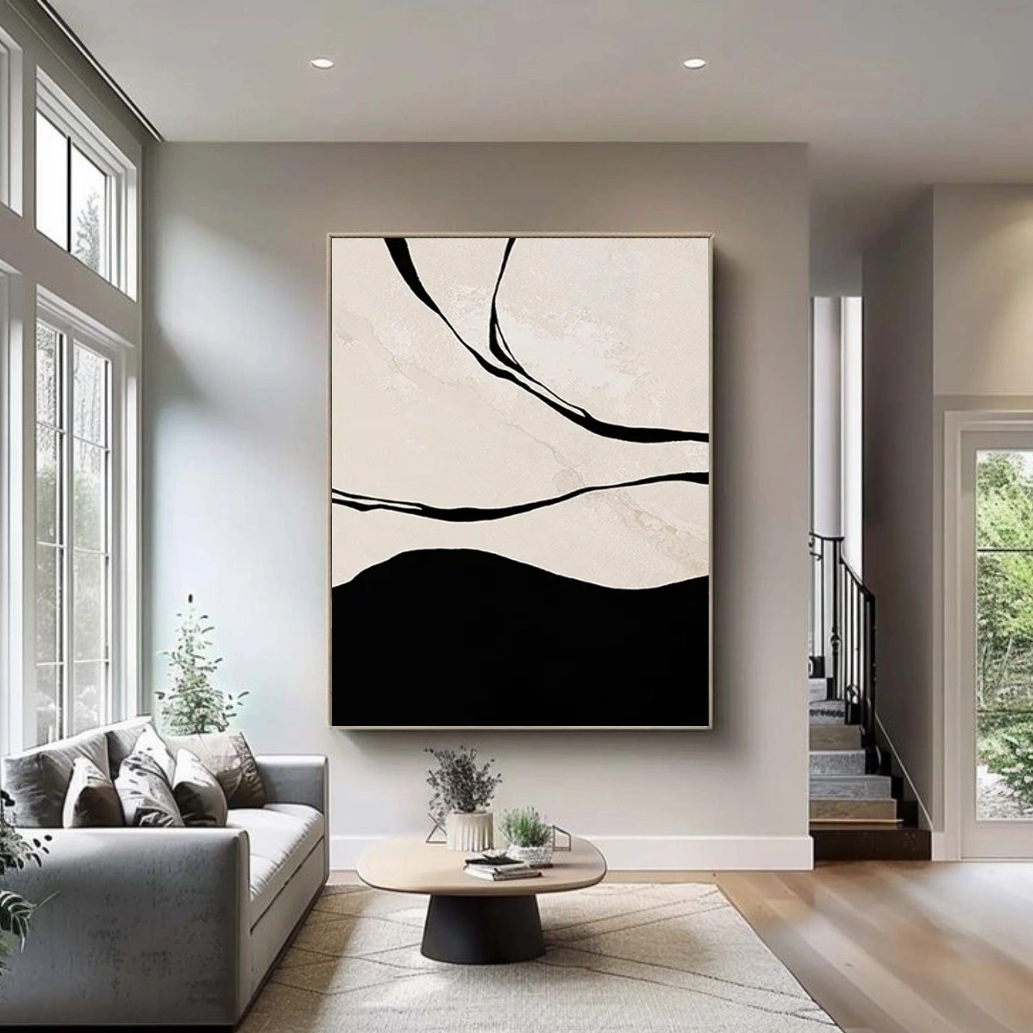 Black and Beige Abstract Wall Art #AW225