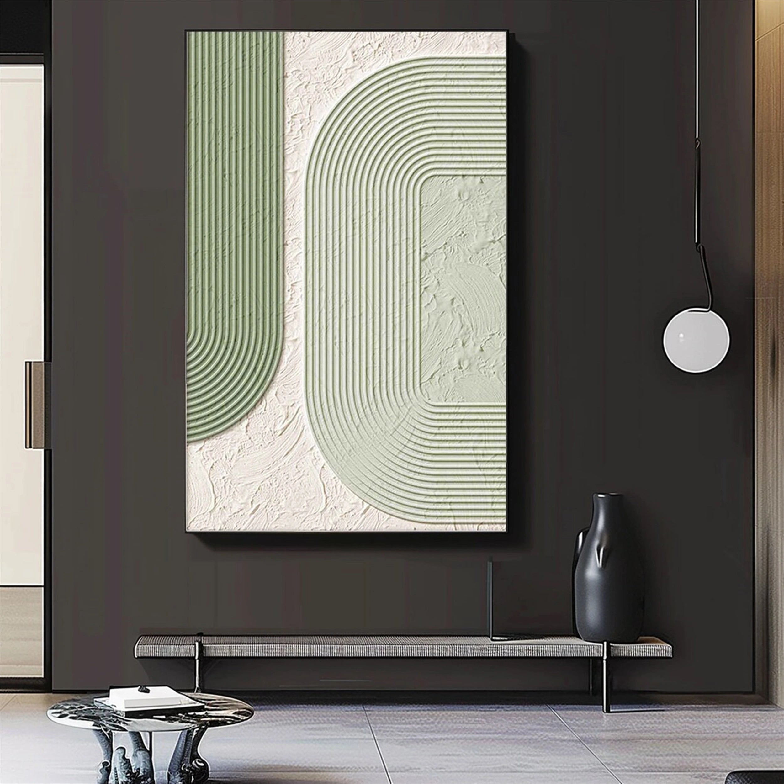Green Textured Minimalist Wall Art #GT001
