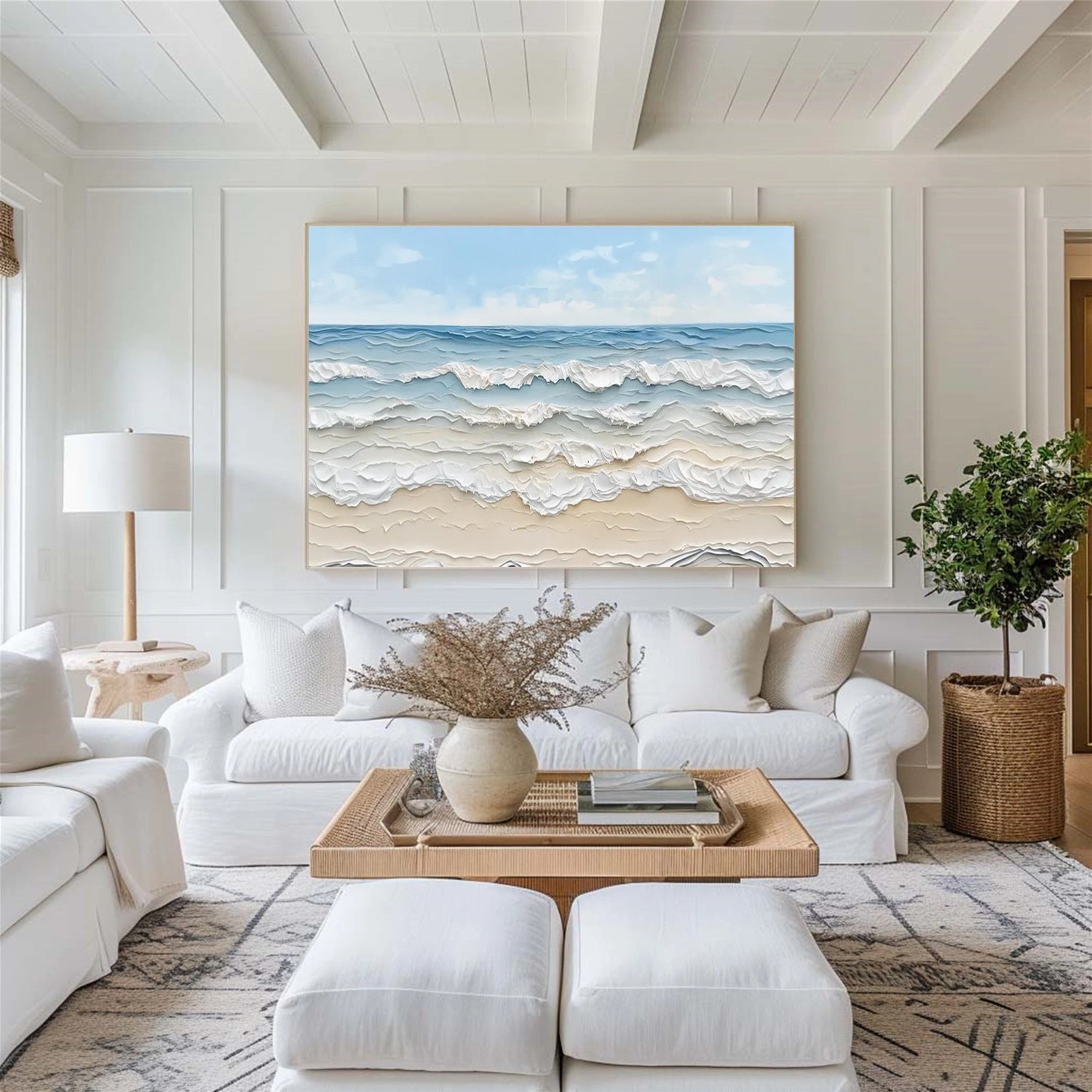 Sky And Ocean Abstract Textured Wall Art #SO311