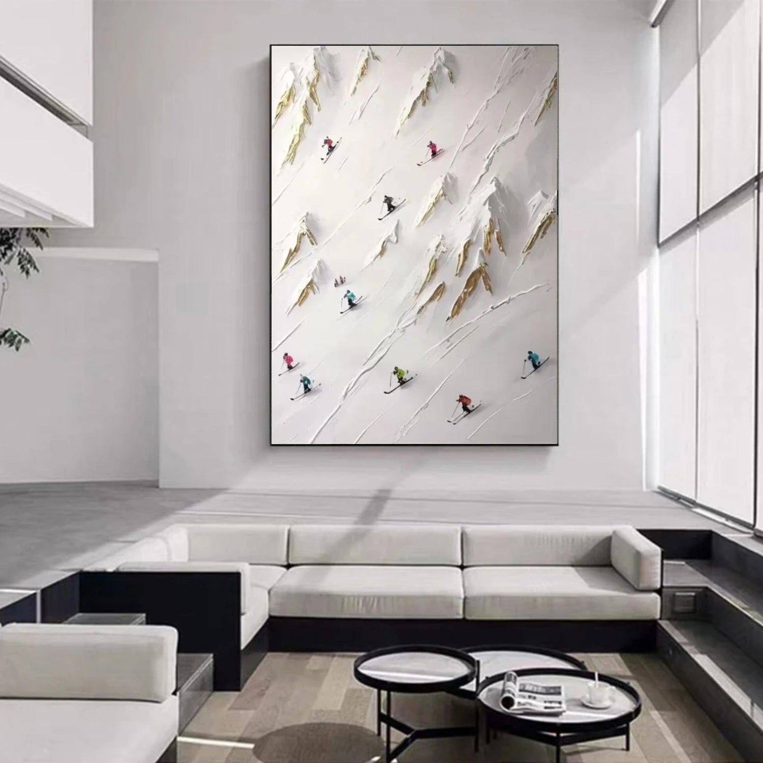 Skiing Sport Textured Wall Art #BA015