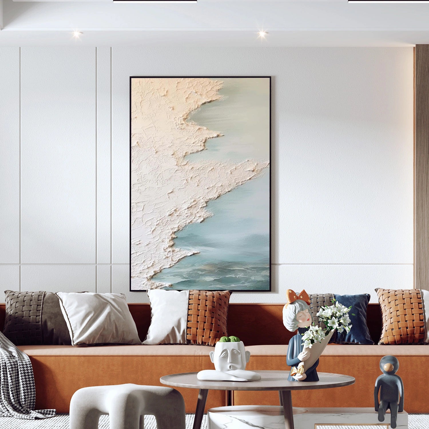 Sky And Ocean Abstract Textured Wall Art #SO275