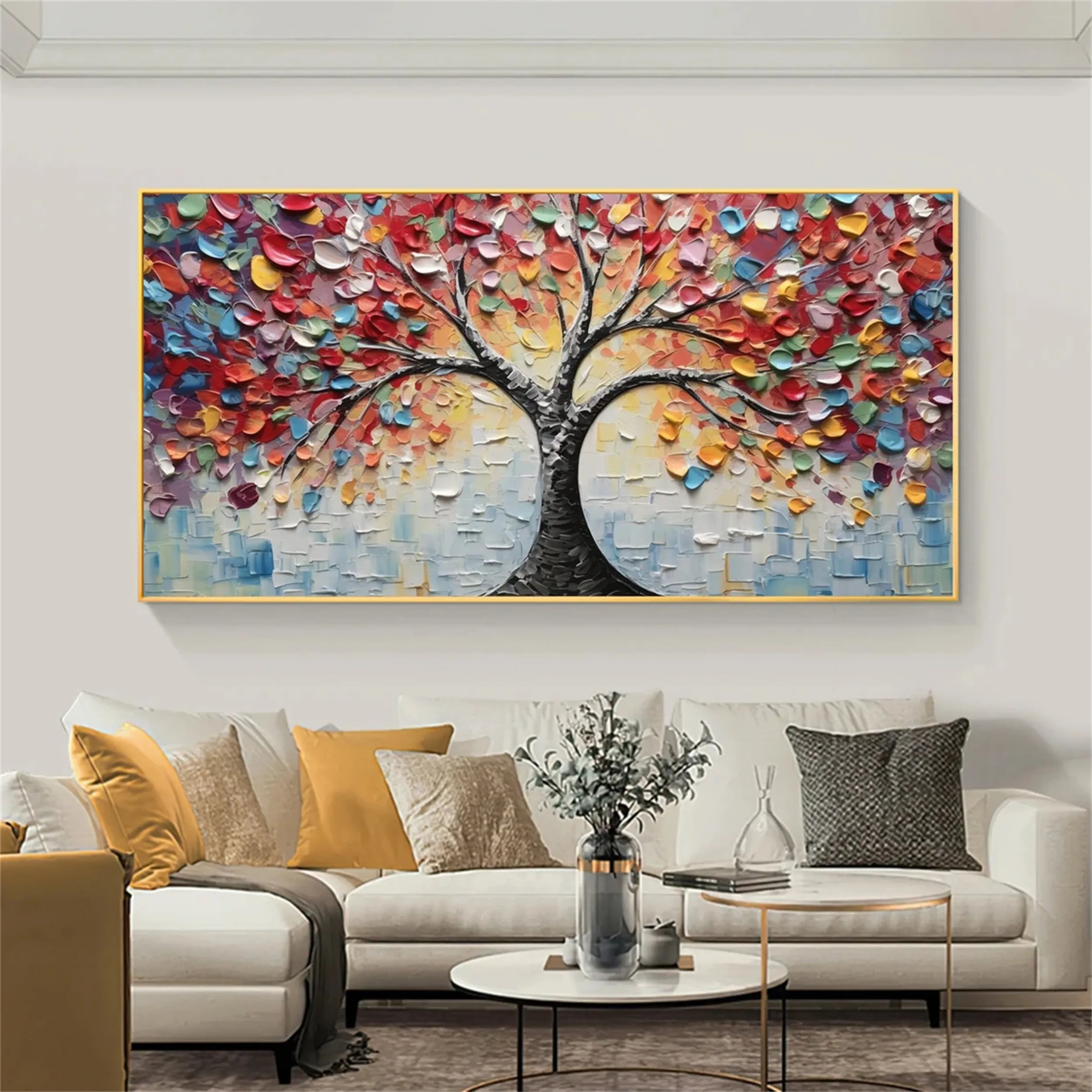 Colorful Tree And Flower Painting #TF019