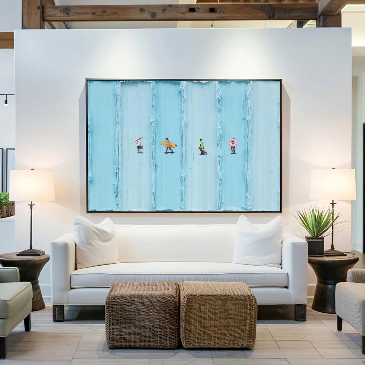 Blue Sky And Ocean Abstract Textured Wall Art #SO267