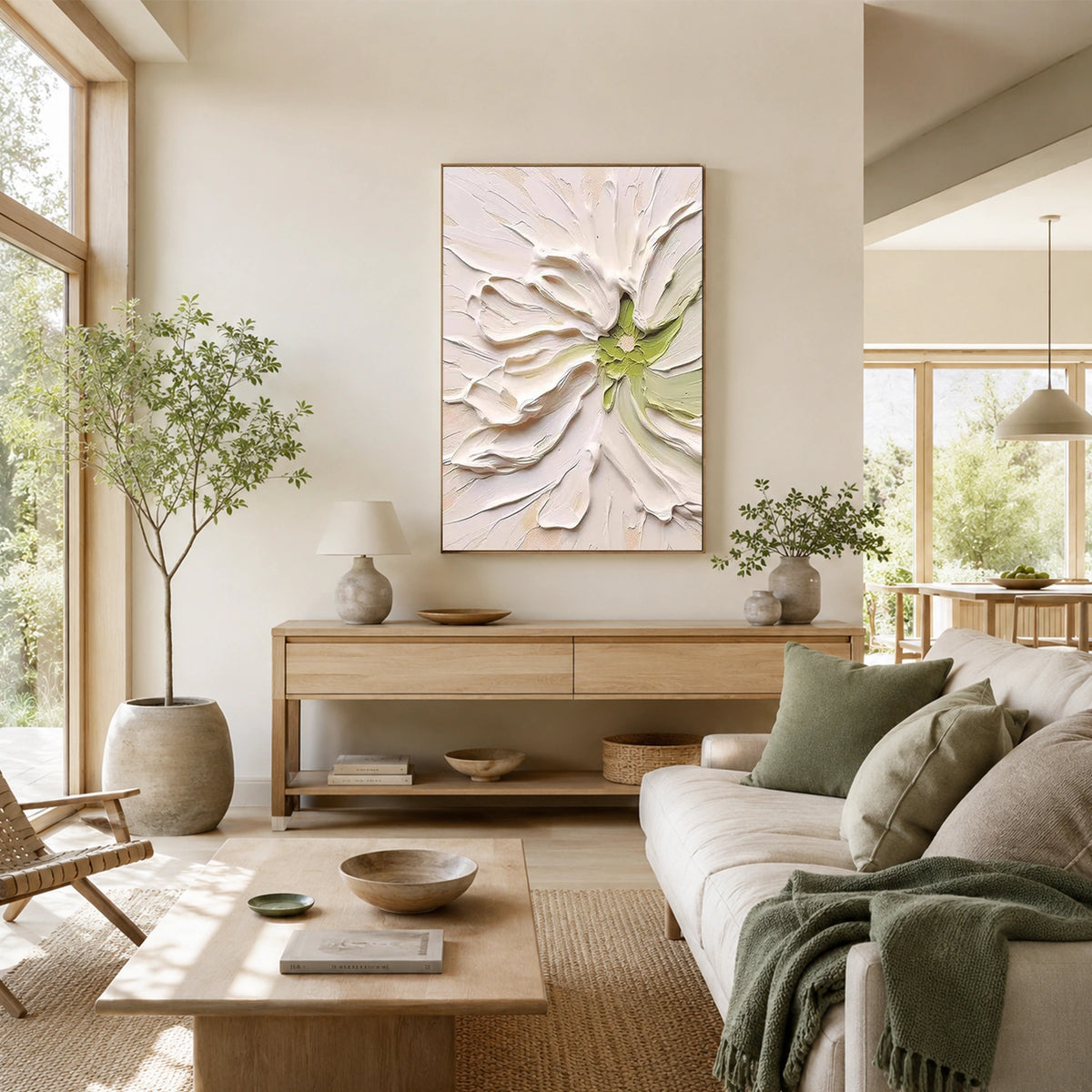 Tree And Flower Abstract Textured Wall Art #TF226