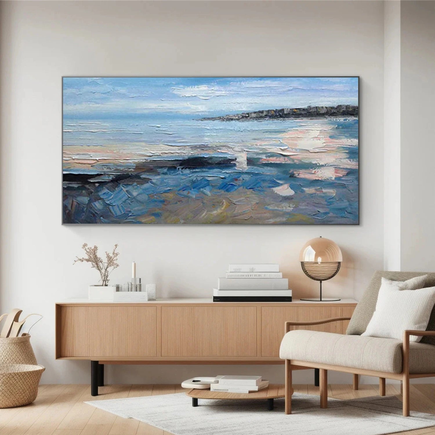 Sky And Ocean Abstract Textured Wall Art #SO415
