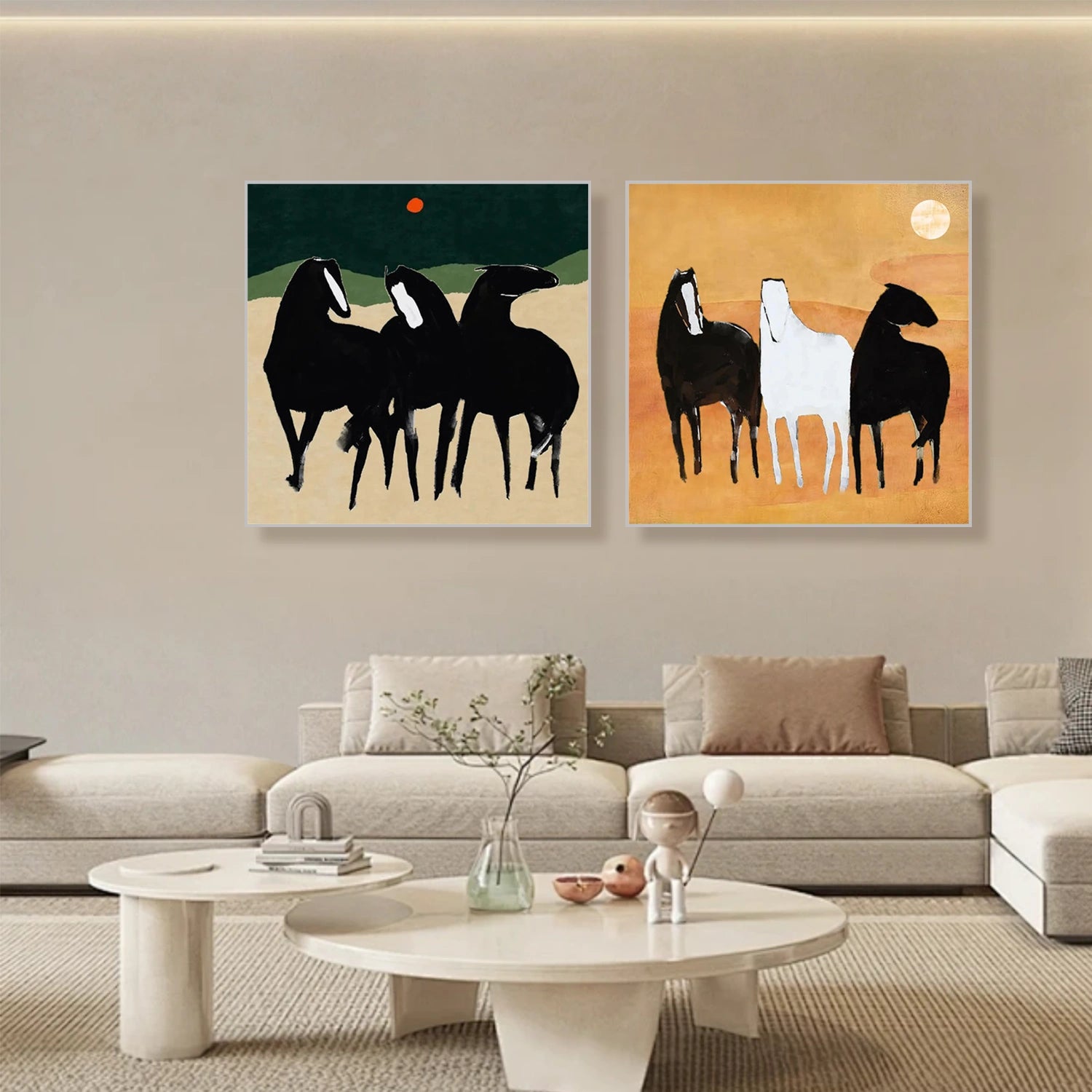 Abstract Animal Art Horse Wall Art Set of 2 #AT036