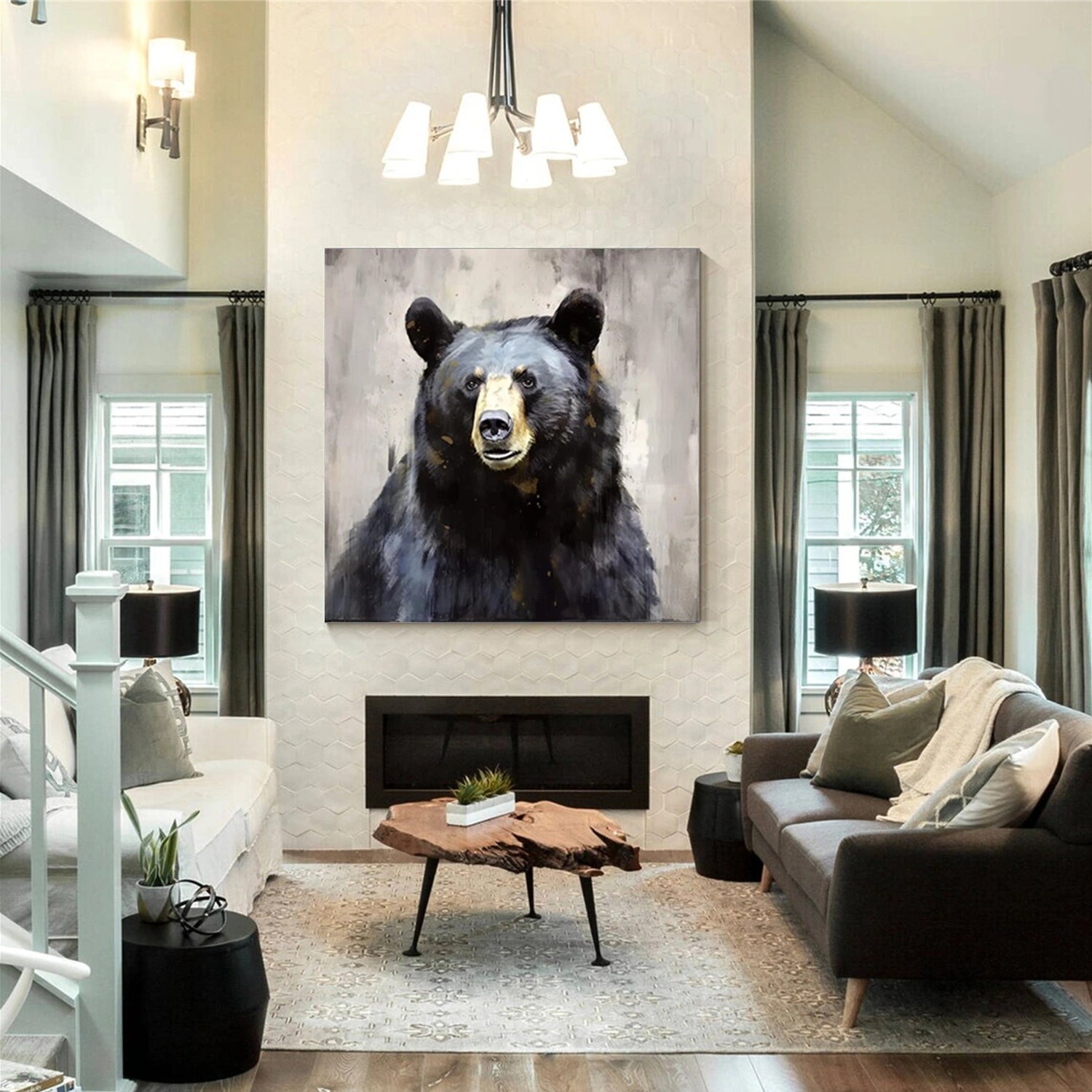 Abstract Animal Art Bear Wall Art #AT031