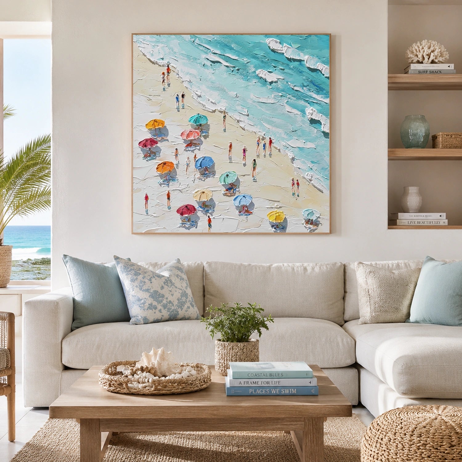 Sky And Ocean Abstract Textured Wall Art #SO430