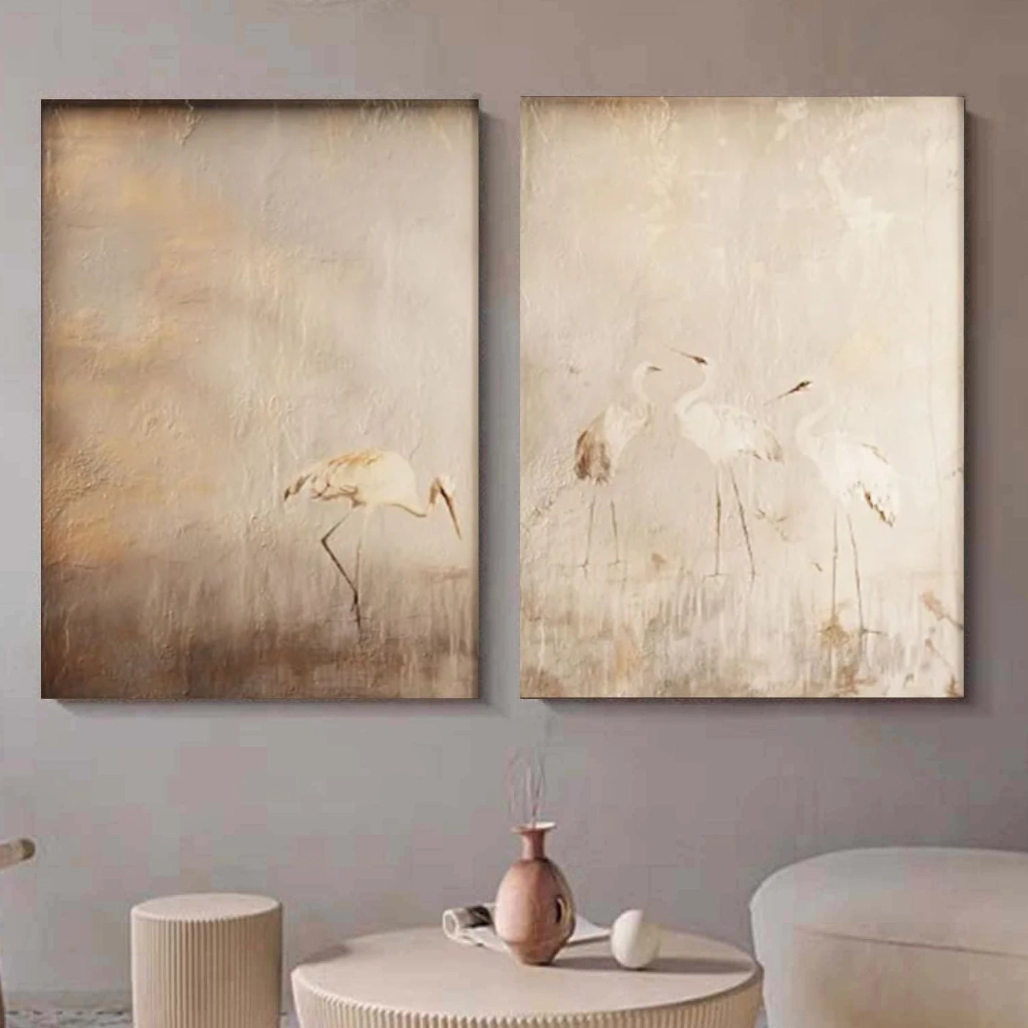 Abstract Animal Art Crane Wall Art Set of 2 #AT054
