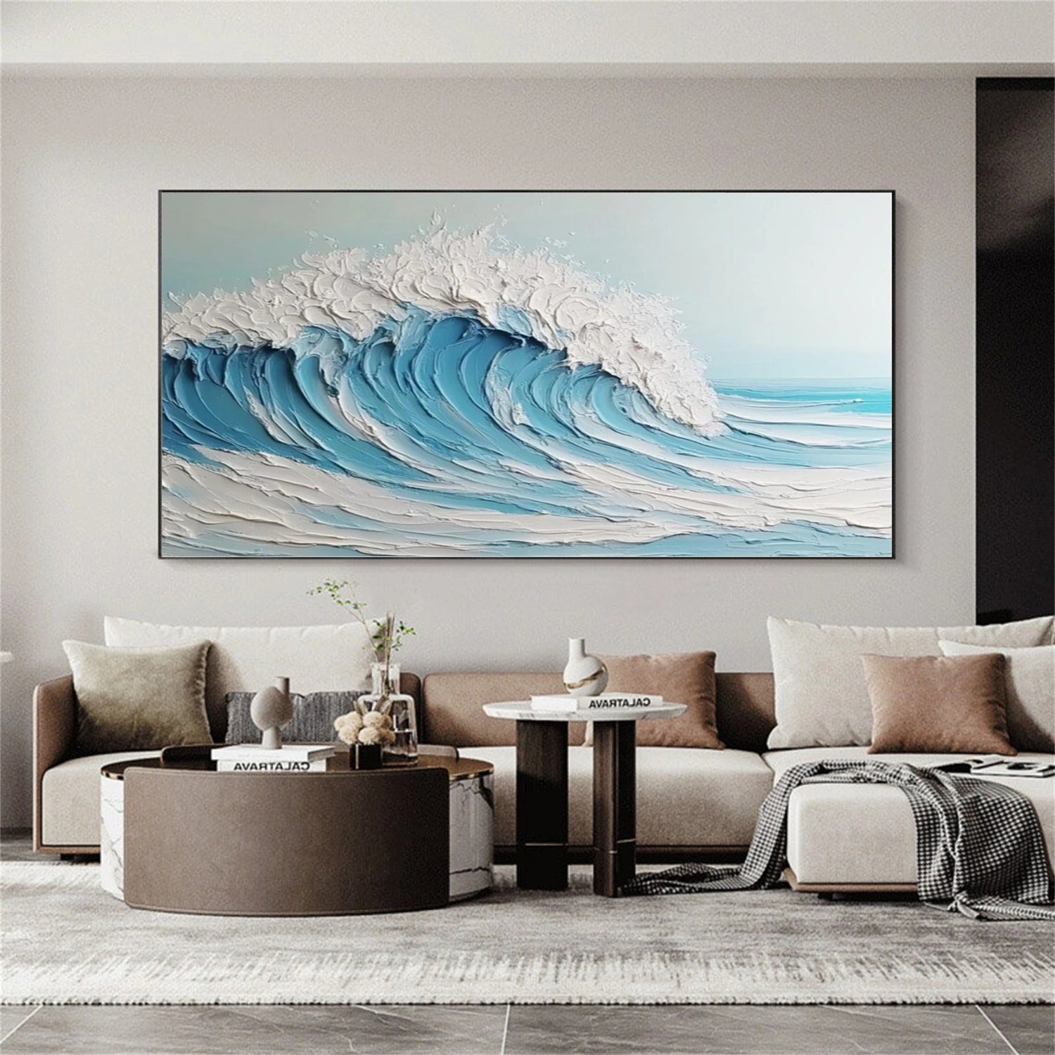 Sky And Ocean Abstract Textured Wall Art #SO297