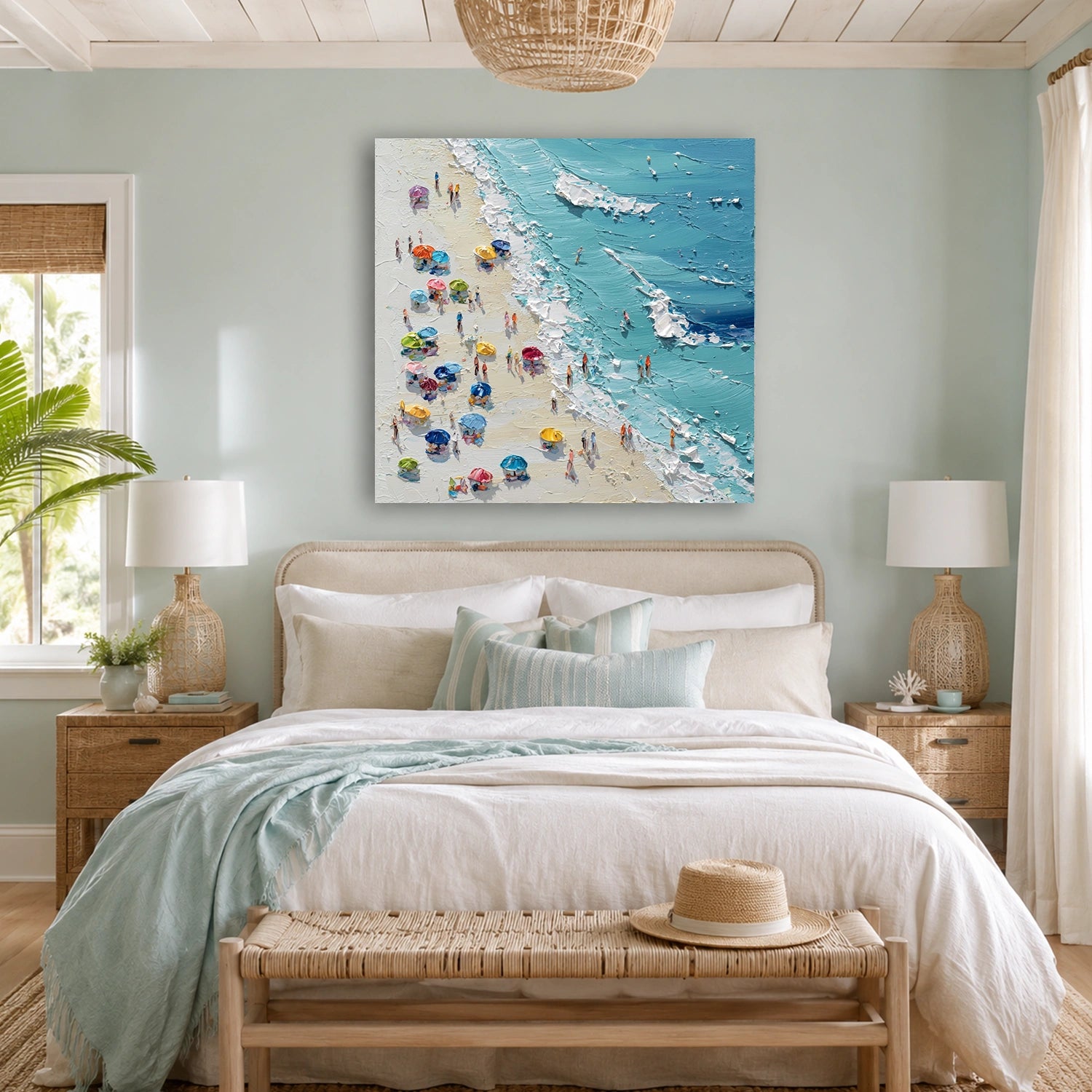 Sky And Ocean Abstract Textured Wall Art #SO423