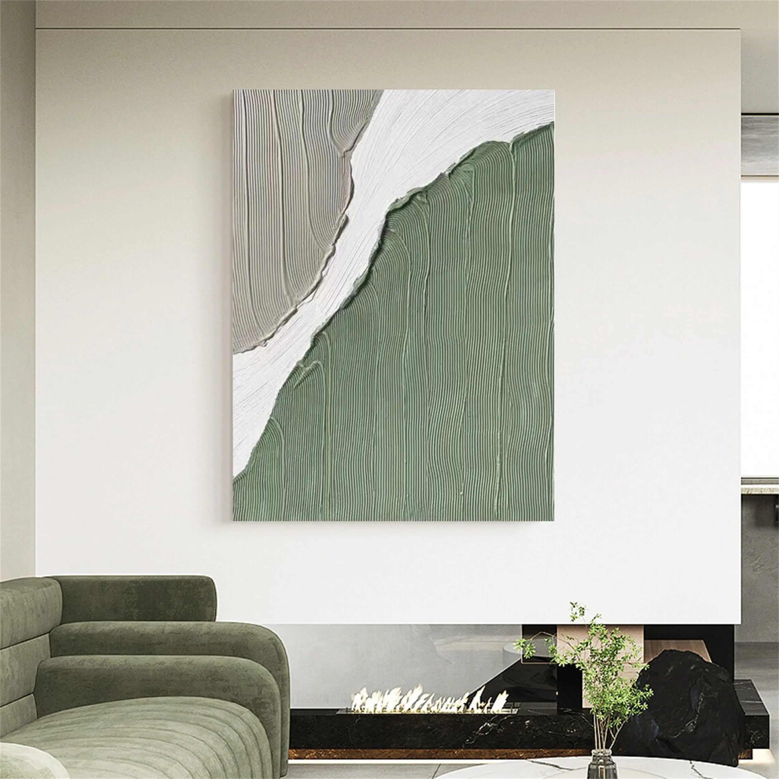 Green Textured Minimalist Wall Art #GT024