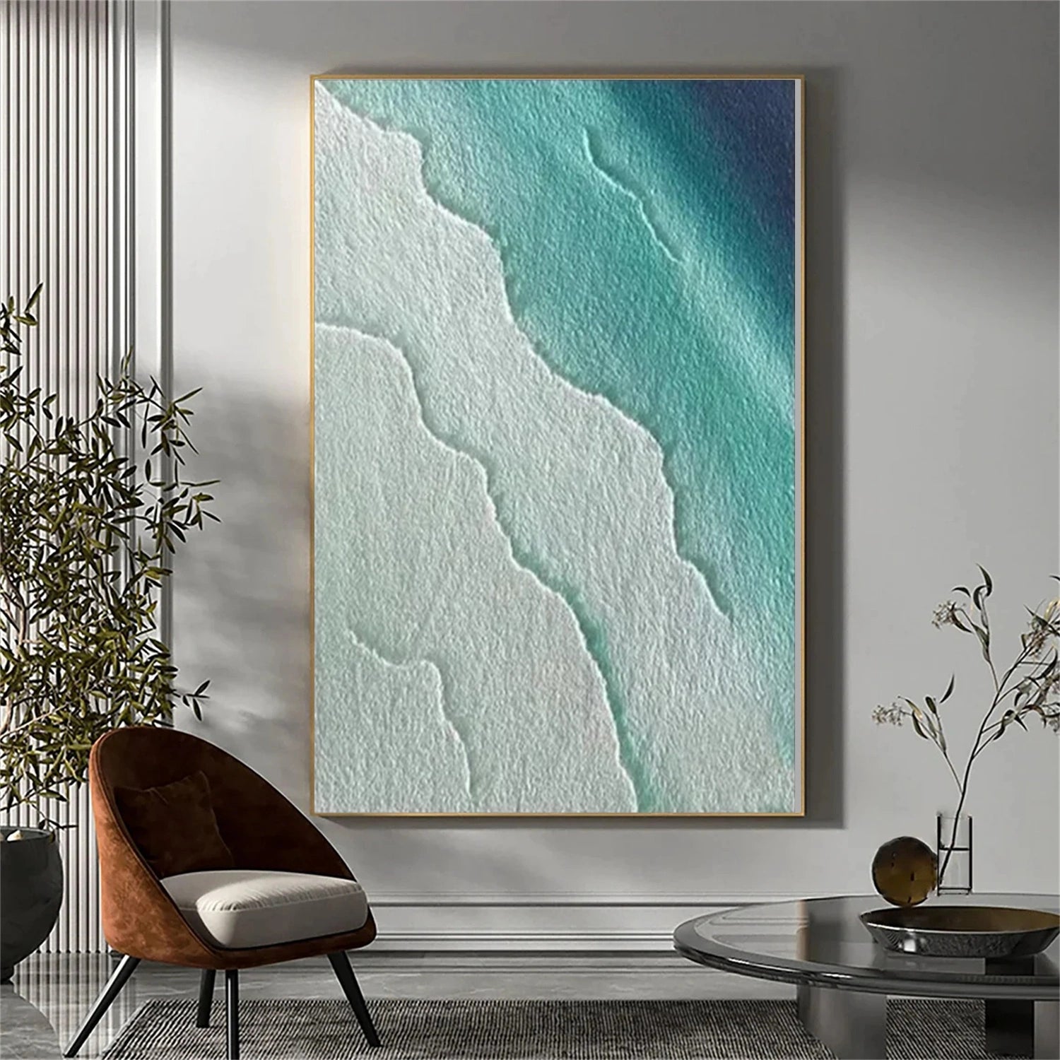 Sky And Ocean Abstract Textured Wall Art #SO280