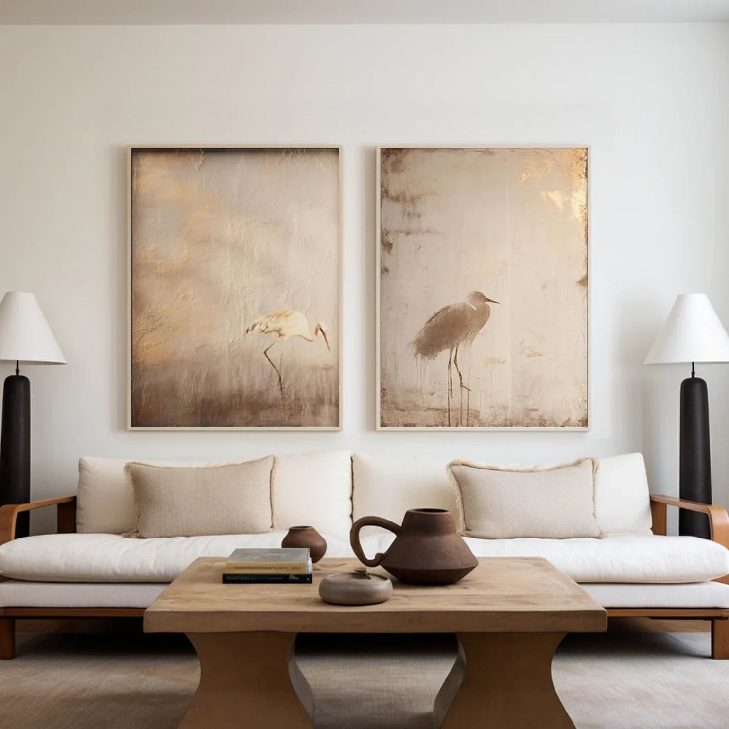 Abstract Animal Art Crane Wall Art Set of 2 #AT055