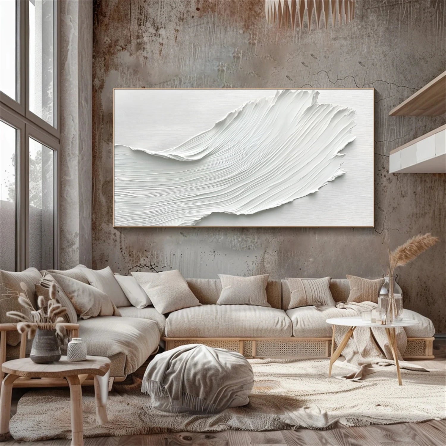 White Textured Minimalist Wall Art #WT194