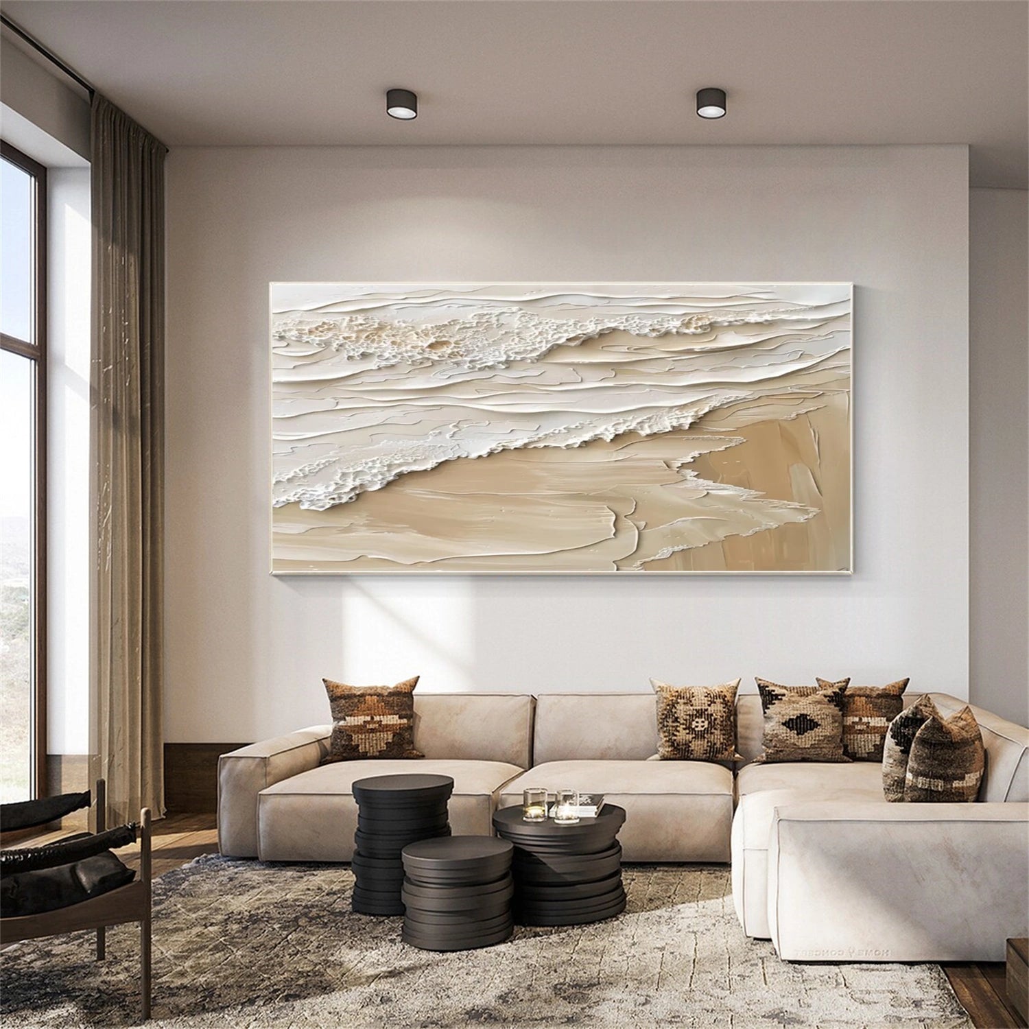 Sky And Ocean Abstract Textured Wall Art #SO315