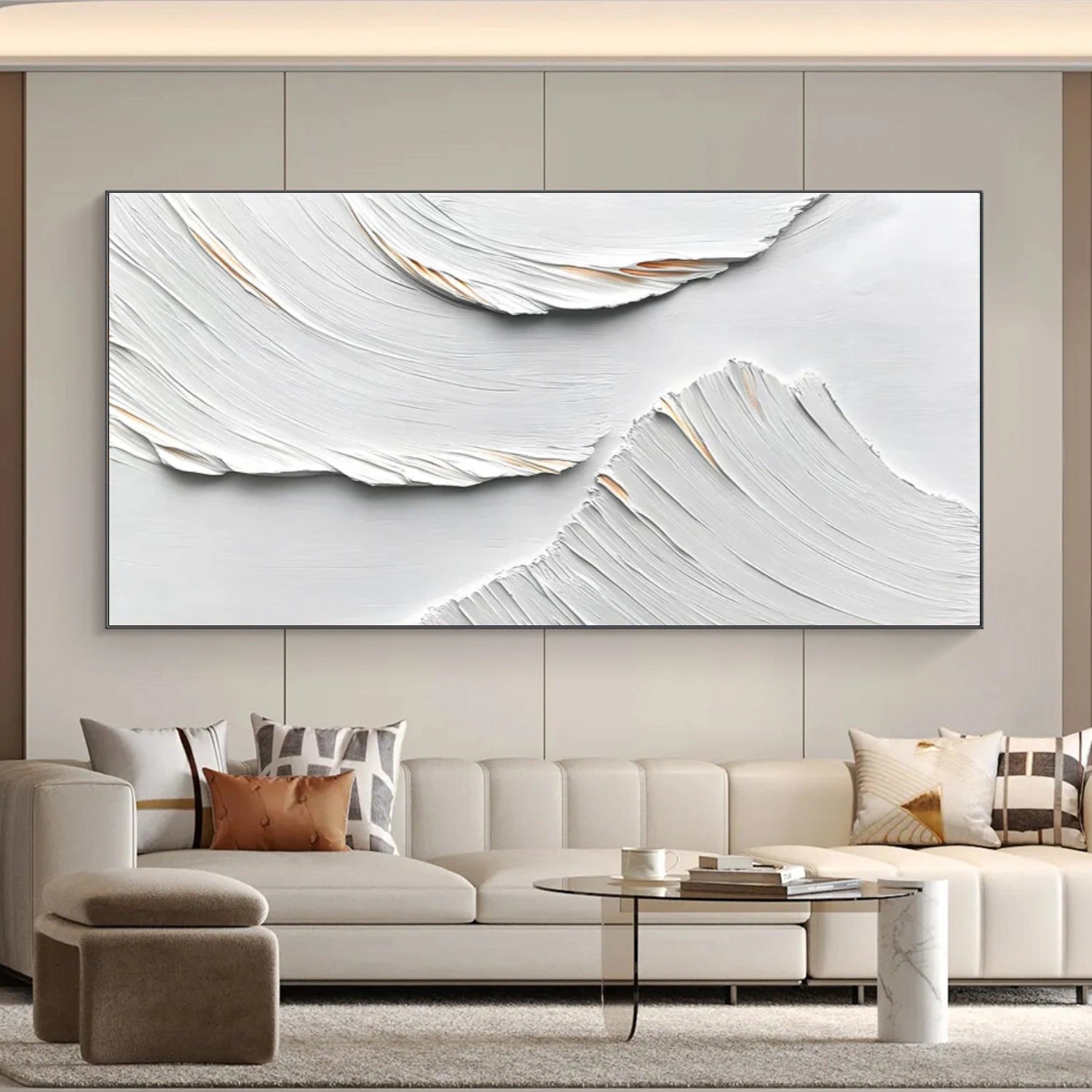 White Textured Minimalist Wall Art #WT195