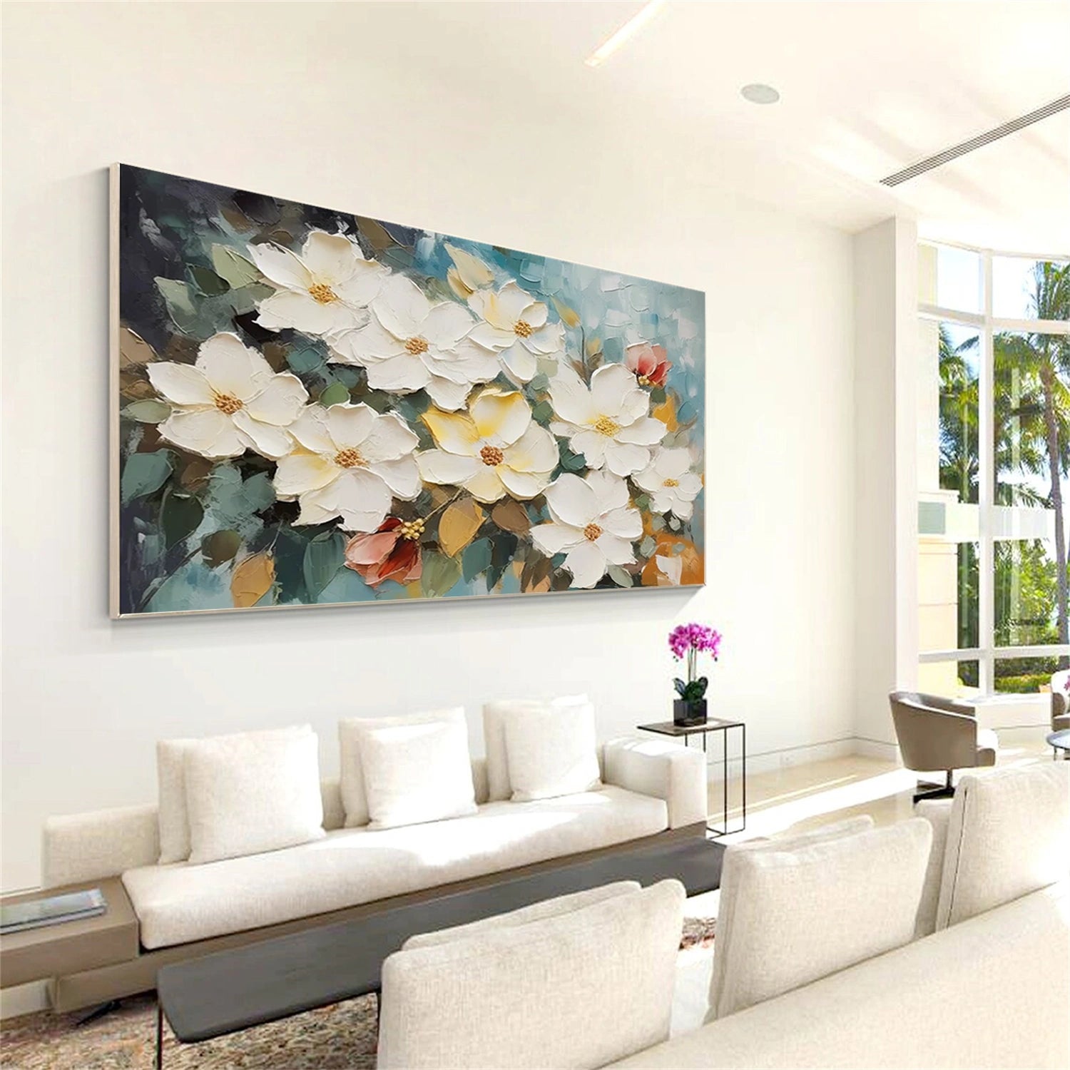 Tree And Flower Abstract Textured Wall Art #TF114