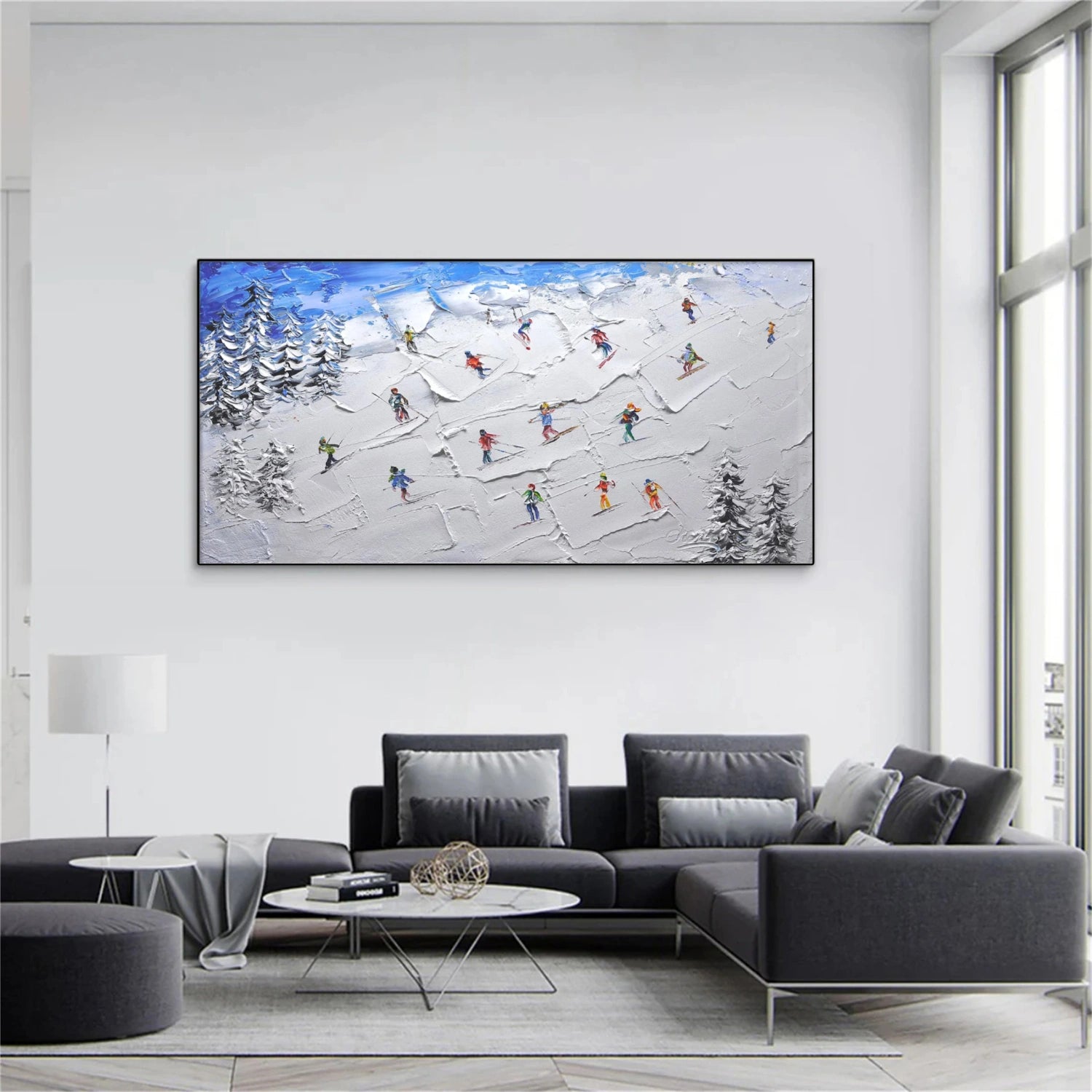Skiing Sport Textured Wall Art #BA028
