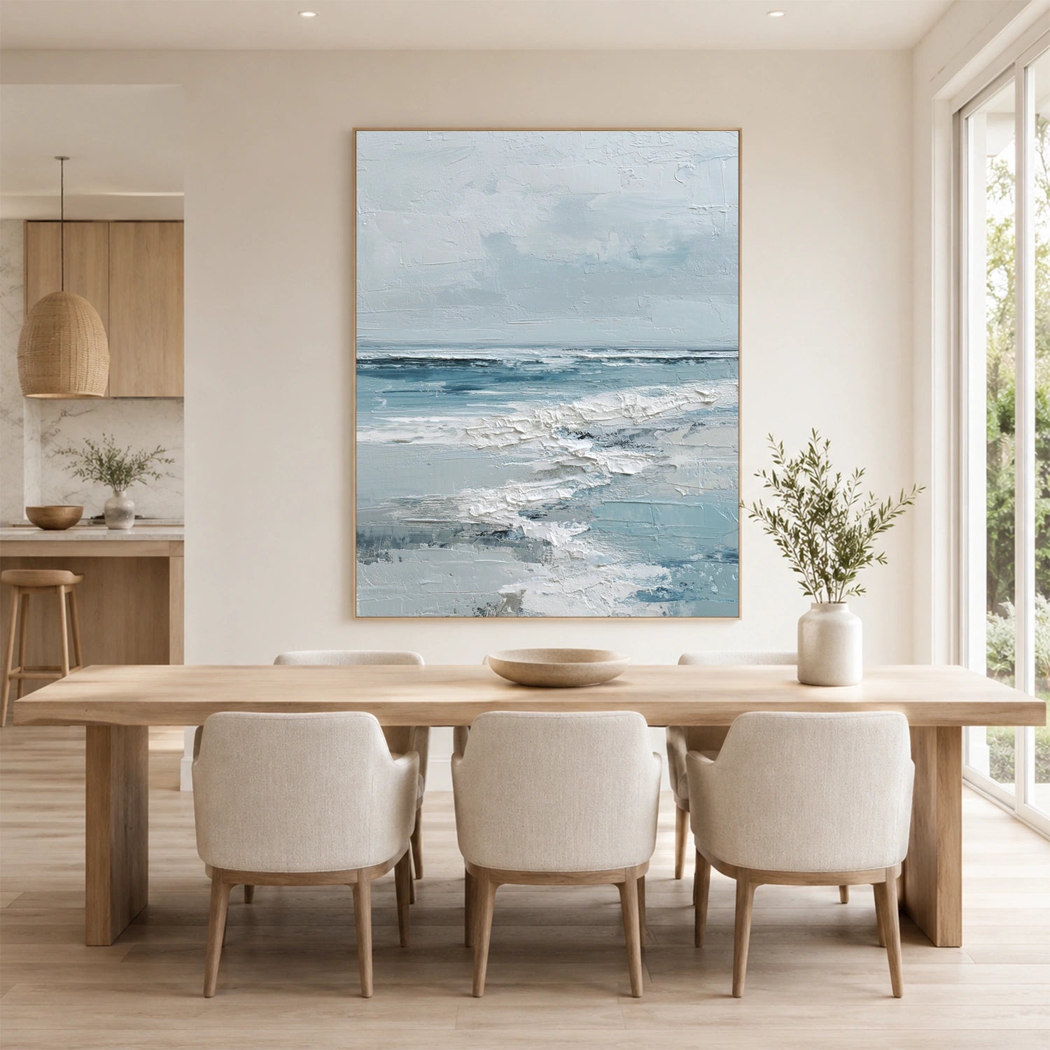 Sky And Ocean Abstract Textured Wall Art #SO442