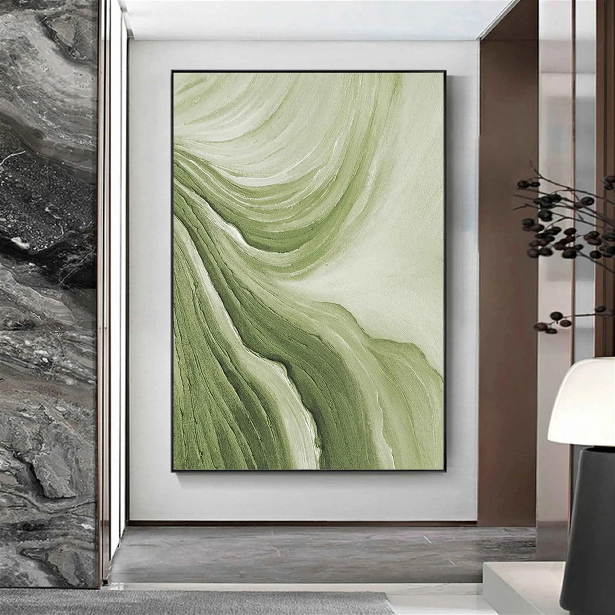Green Textured Minimalist Wall Art #GT005