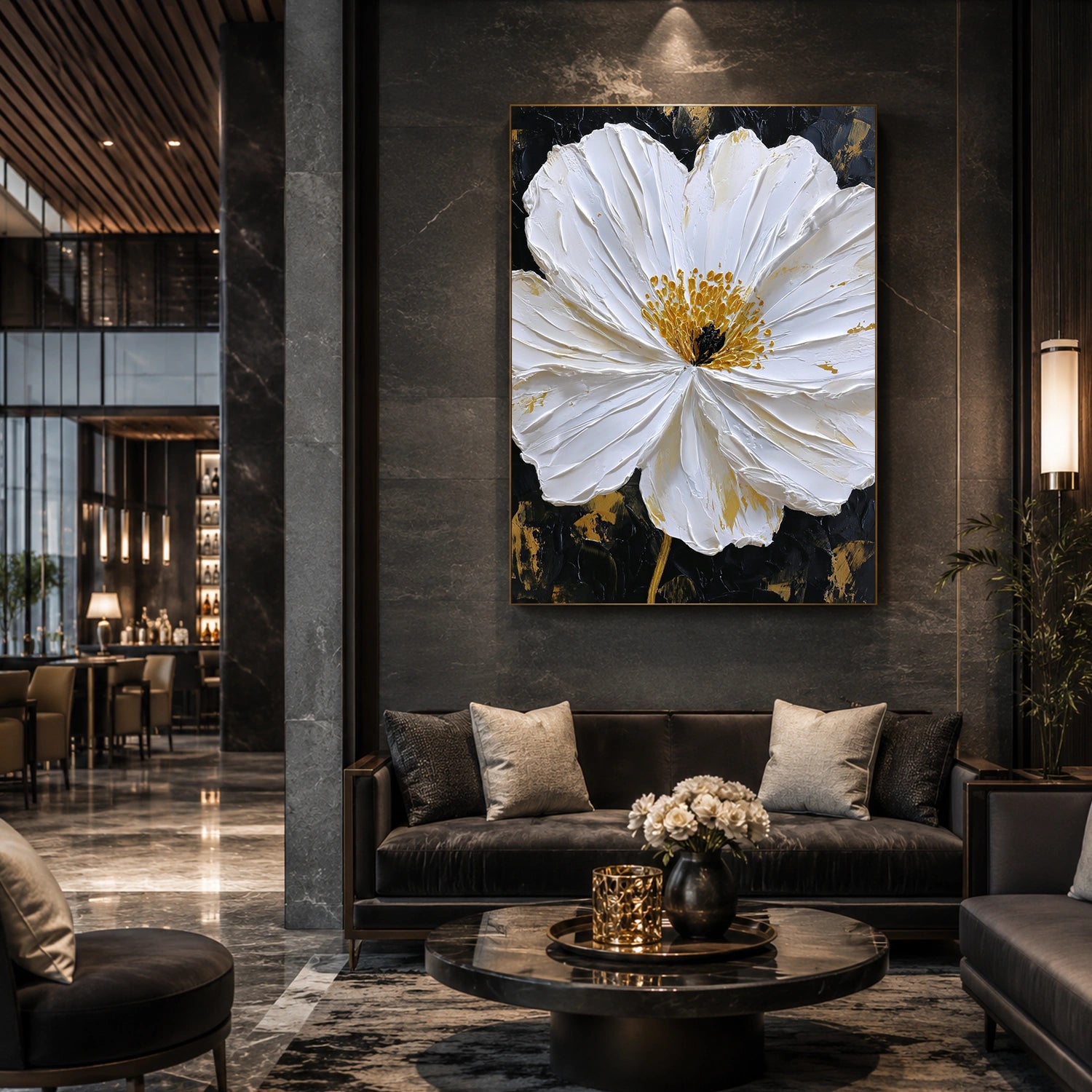 Tree And Flower Abstract Textured Wall Art #TF216