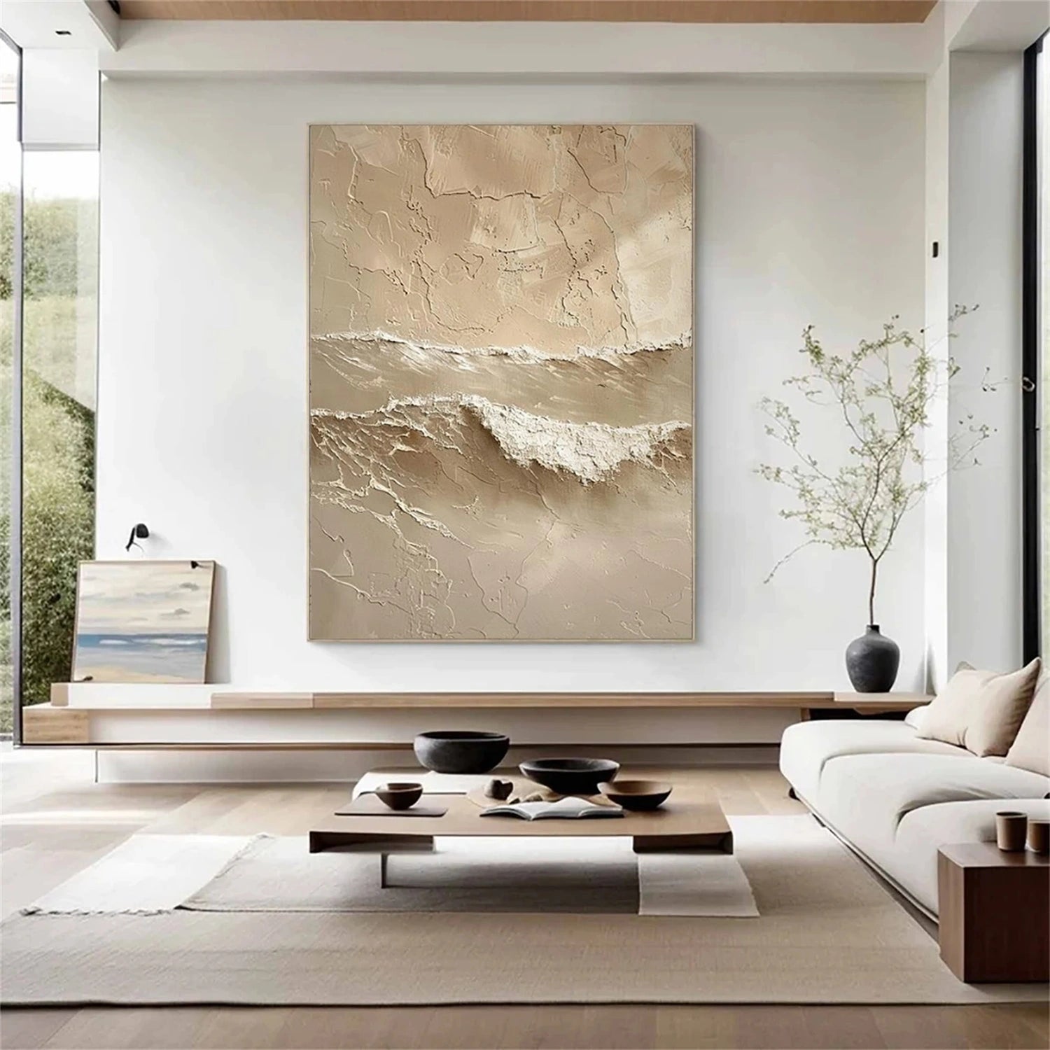 Sky And Ocean Abstract Textured Wall Art #SO378