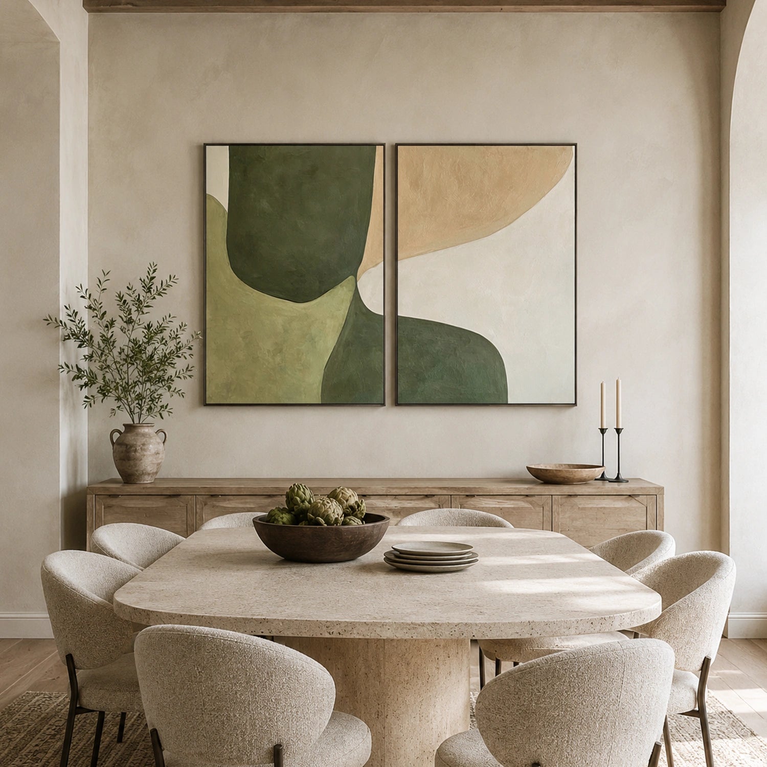 Green Minimalist Wall Art Set of 2 #GT058