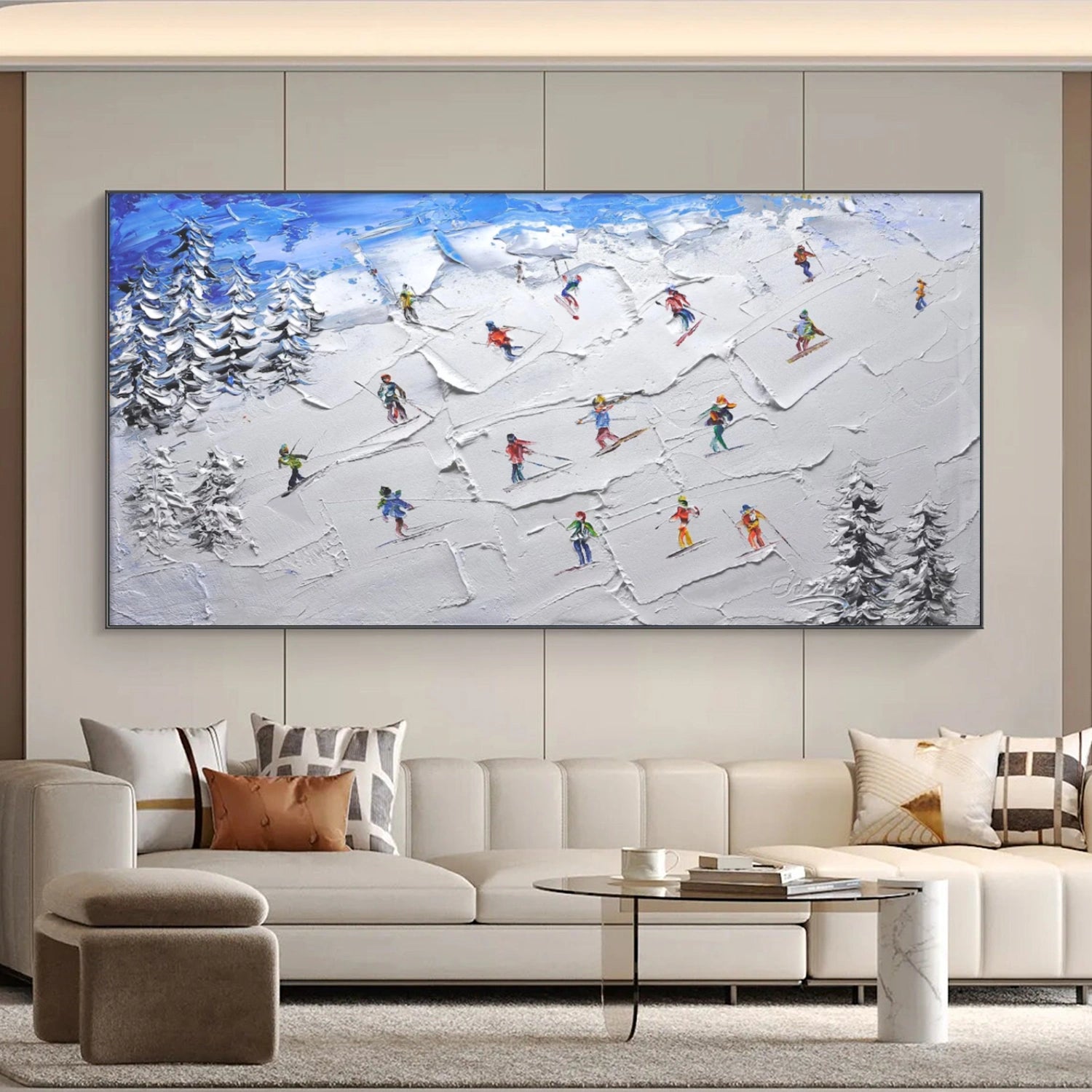 Skiing Sport Textured Wall Art #BA028