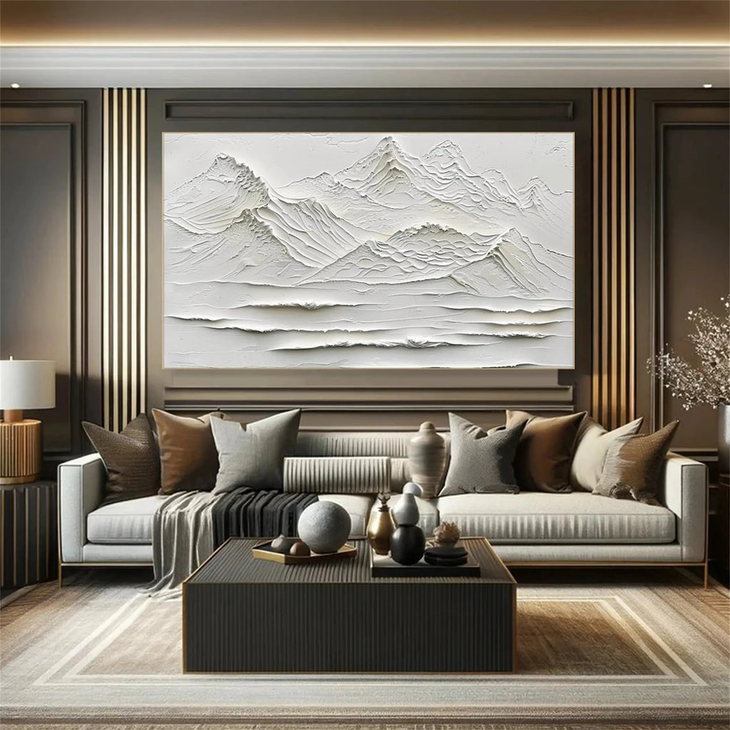 Zoes Deco Original Hand-Painted Abstract/Minimalist/White Textured