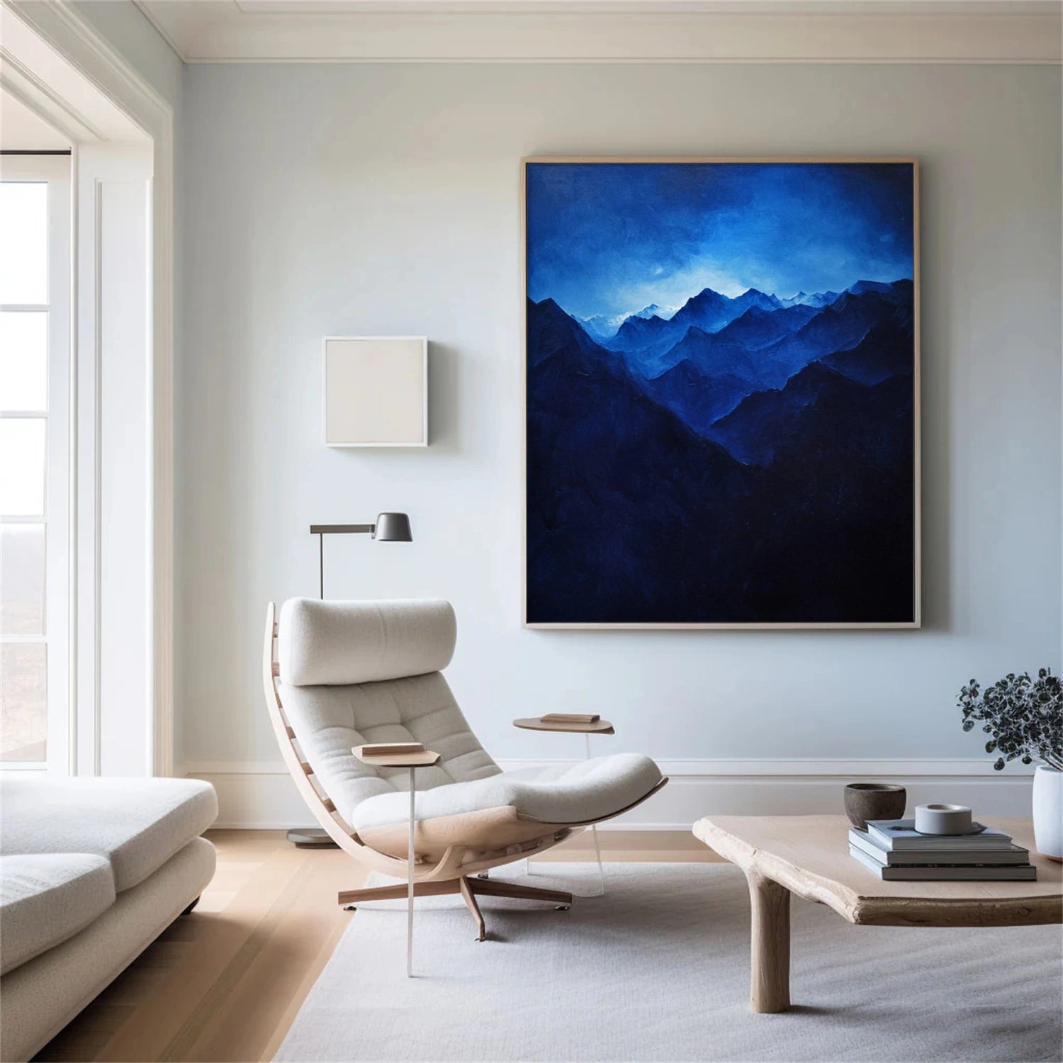 Blue Minimalist Mountain Canvas Art #WT192
