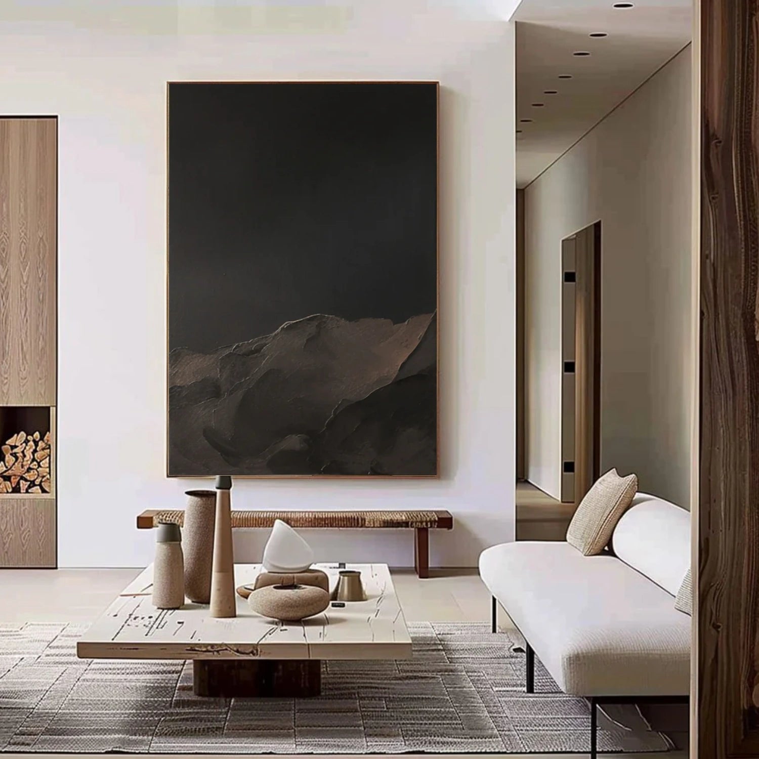 Black Minimalist Textured Canvas Art #BT089