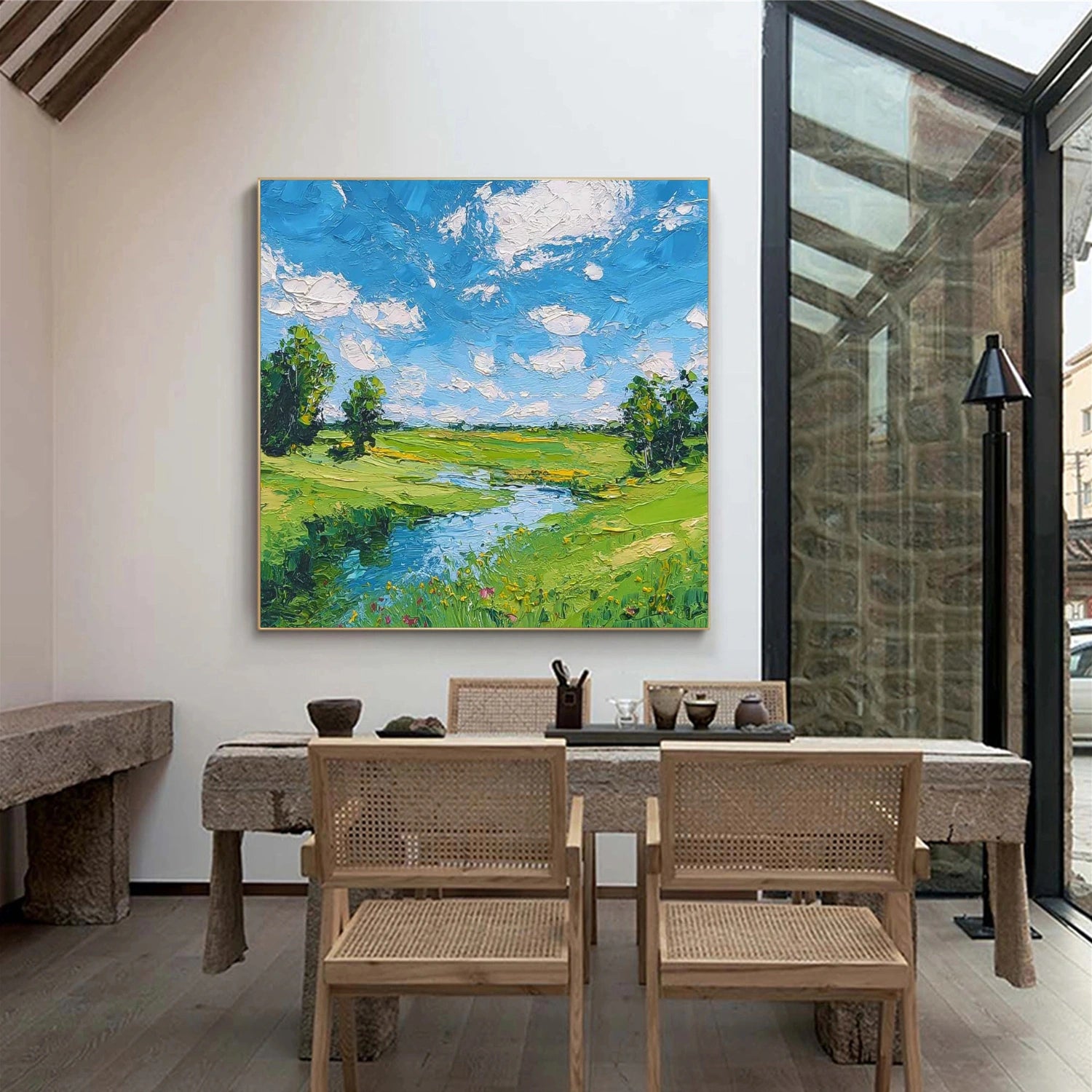 Sky And Ocean Abstract Textured Wall Art #SO363